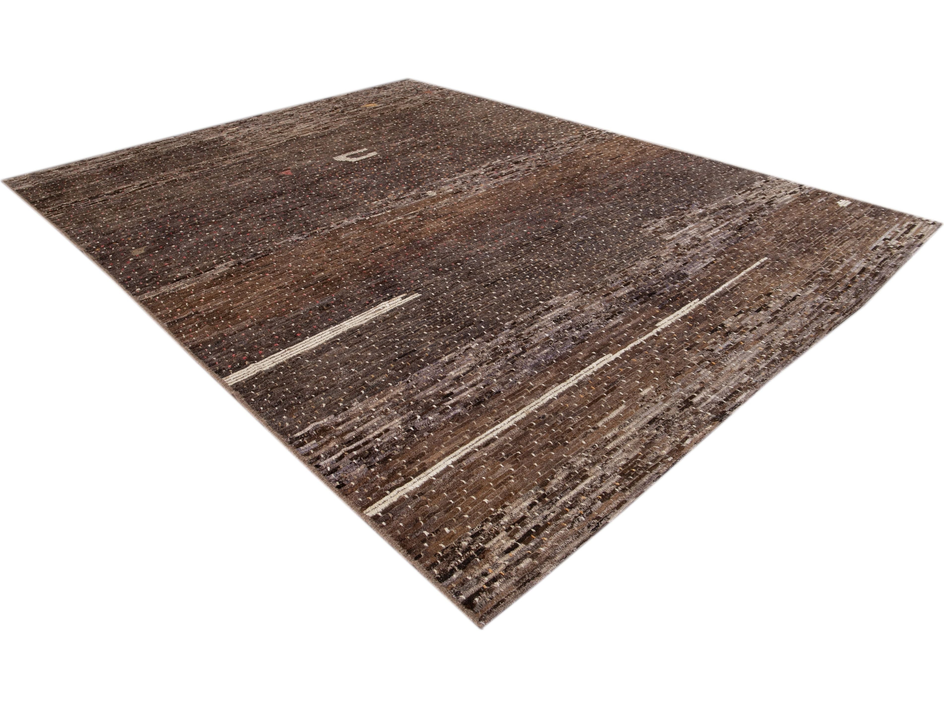 Modern Moroccan-Style Wool Rug 10 X 13