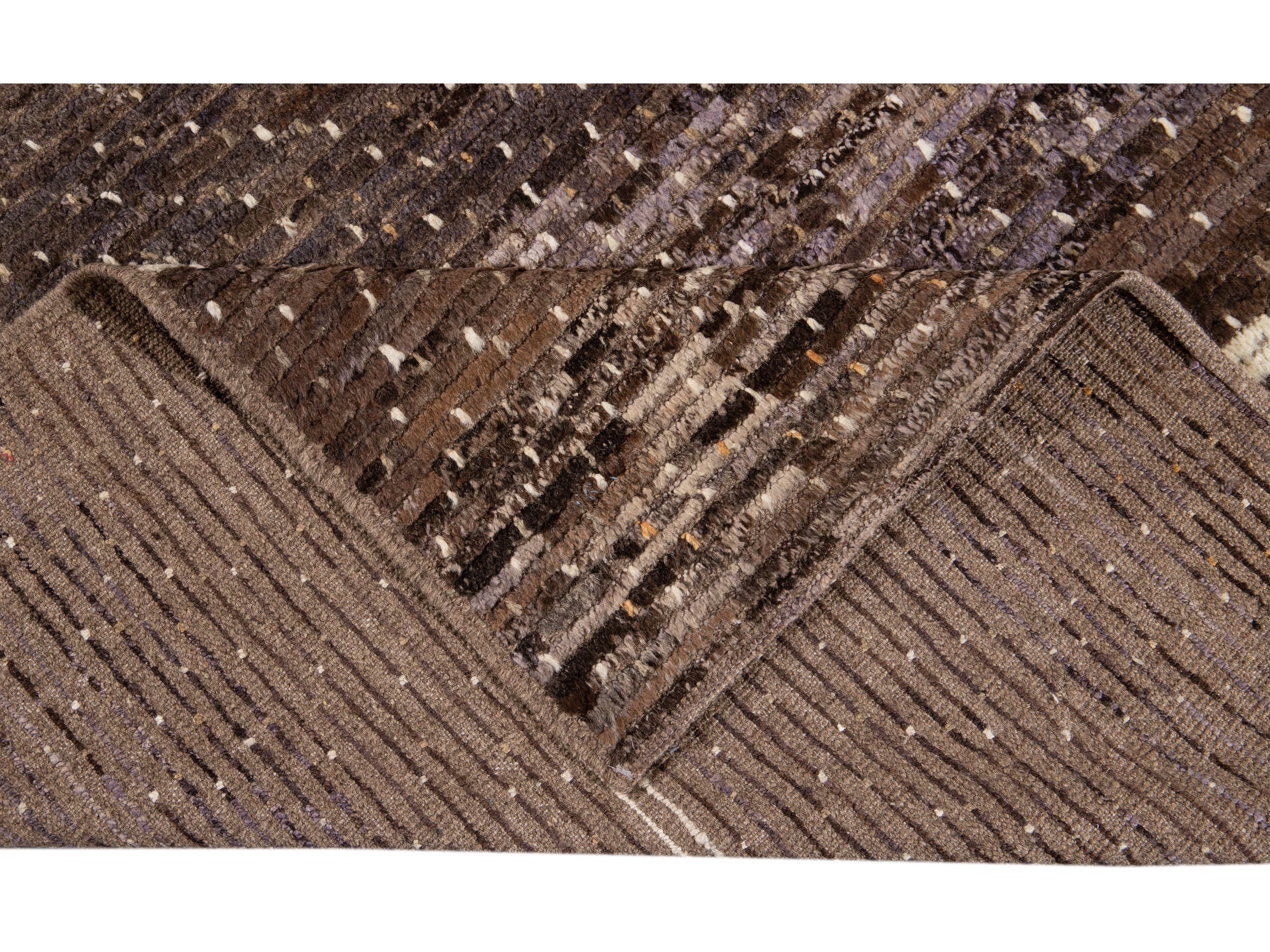 Modern Moroccan-Style Wool Rug 10 X 13
