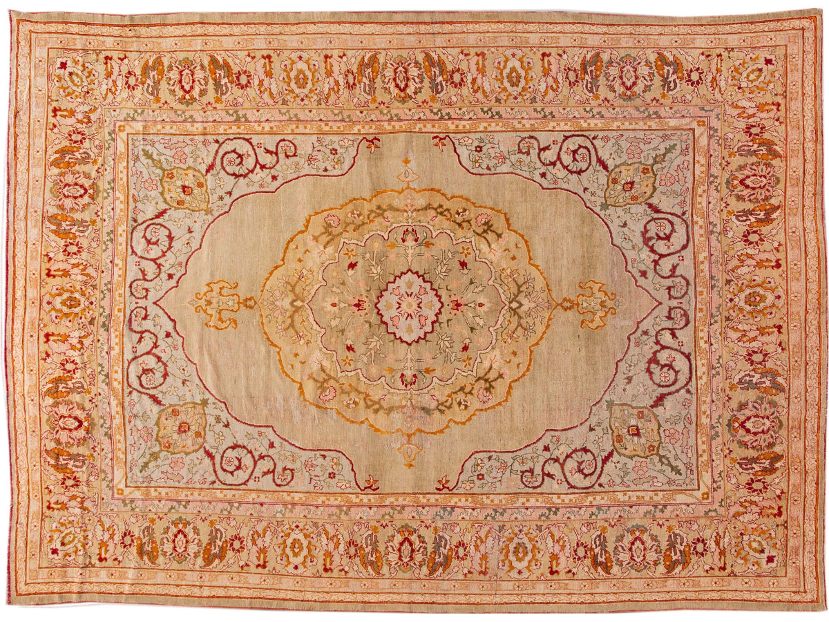 Antique Oushak Wool Rug 12 X 16