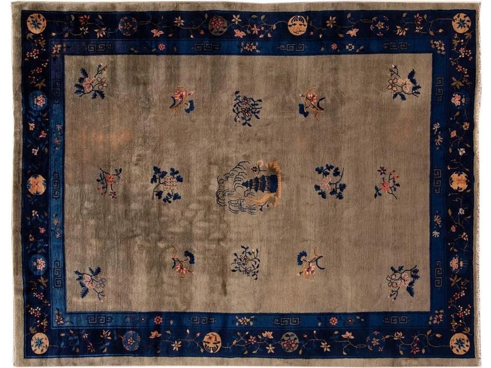 Antique Art Deco Chinese Wool Rug 9 X 12