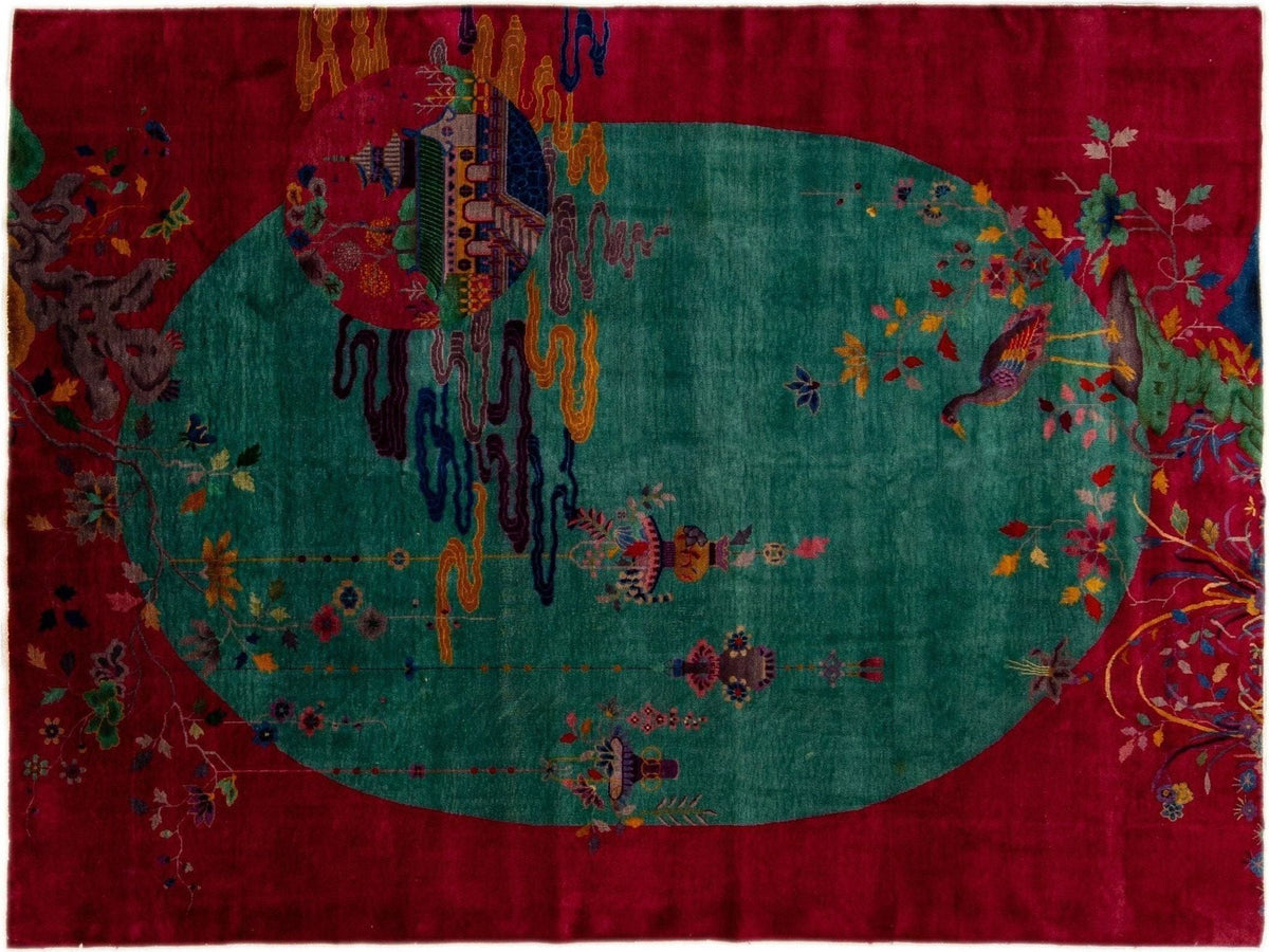 Antique Art Deco Chinese Rug 9 X 12