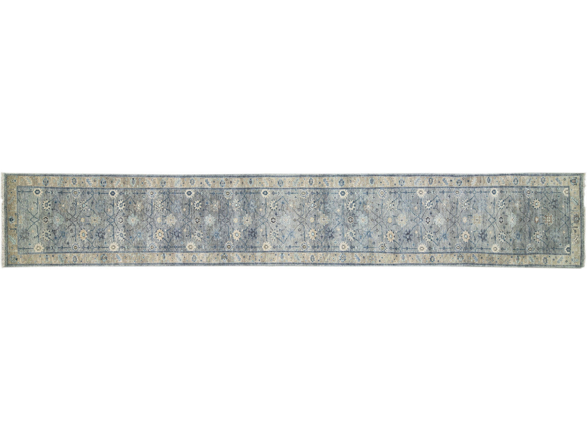 Modern Oushak Wool Runner 3 X 20