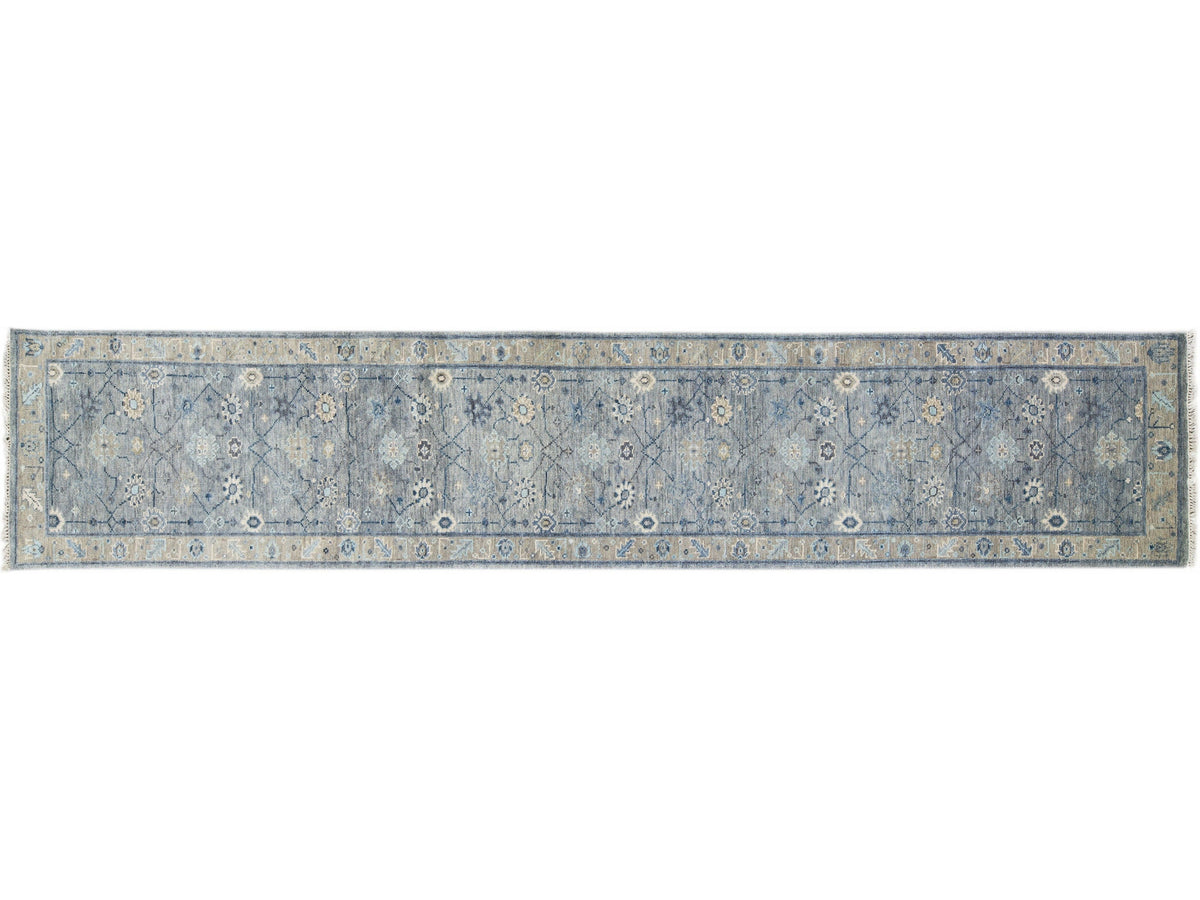 Modern Oushak Wool Runner 3 X 16