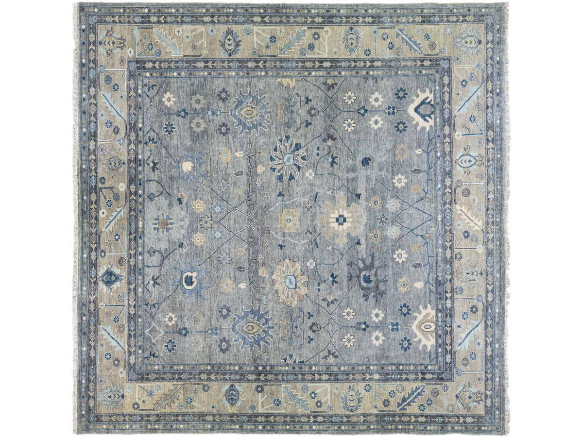Modern Oushak Wool Rug 14 X 14