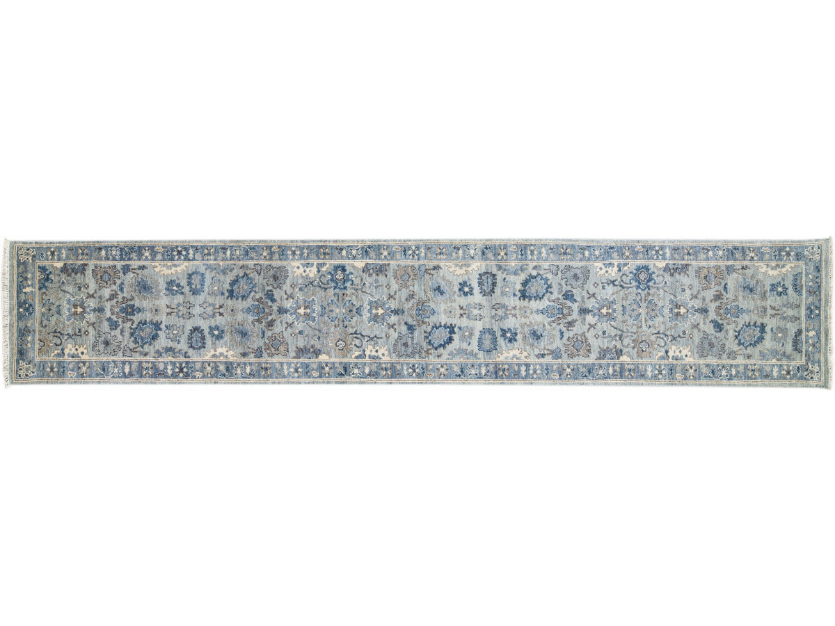 Modern Oushak Wool Runner 3 X 18