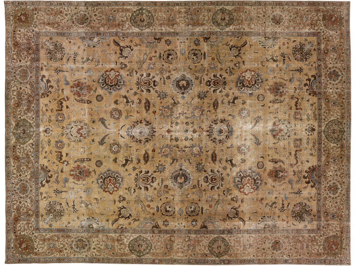 Antique Tabriz Wool Rug 11 X 15