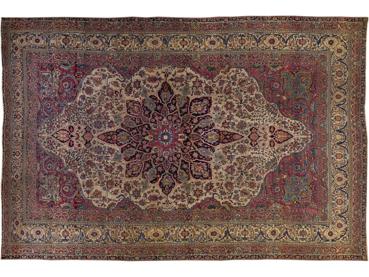 Antique Kerman Wool Rug  14 X 22