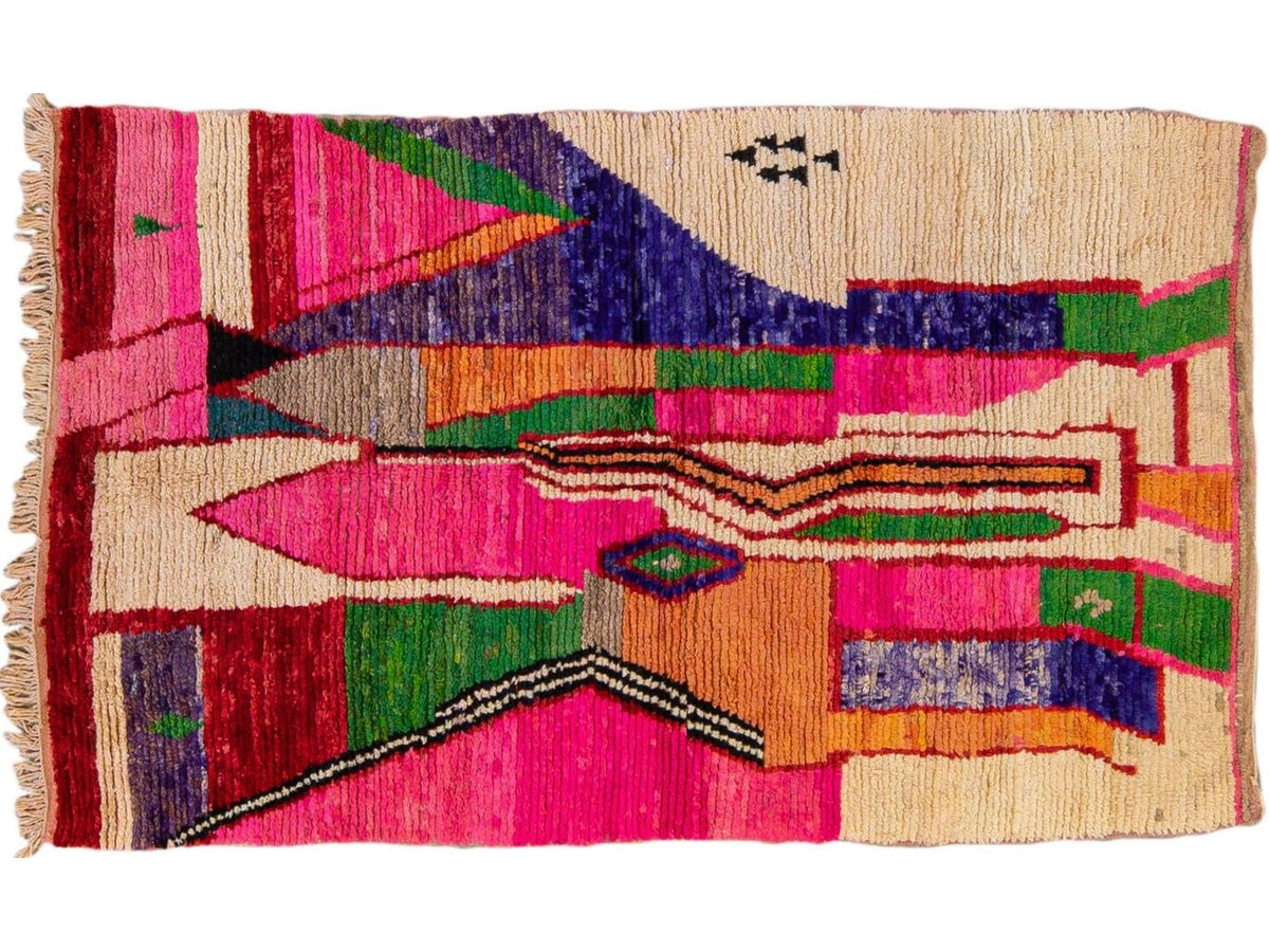 Vintage Beni Ourain Moroccan Wool Rug 5 X 9