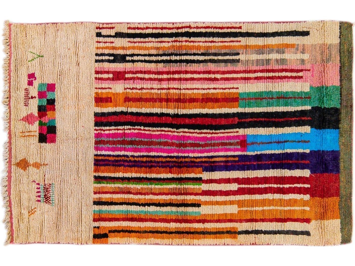 Vintage Beni Ourain Moroccan Wool Rug 6 X 9