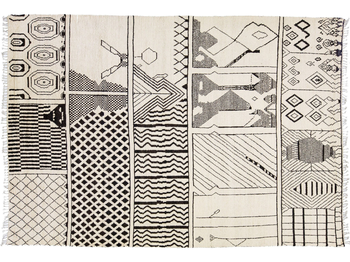 Modern Moroccan Boho Wool Rug 10 X 14