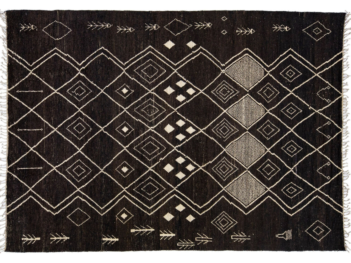 Modern Moroccan Tribal Wool Rug 9 X 12