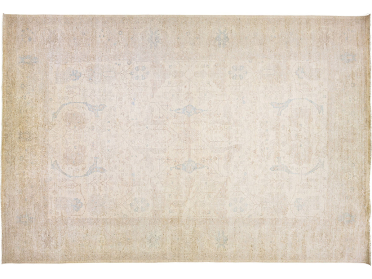 Modern Oushak Wool Rug 13 X 19