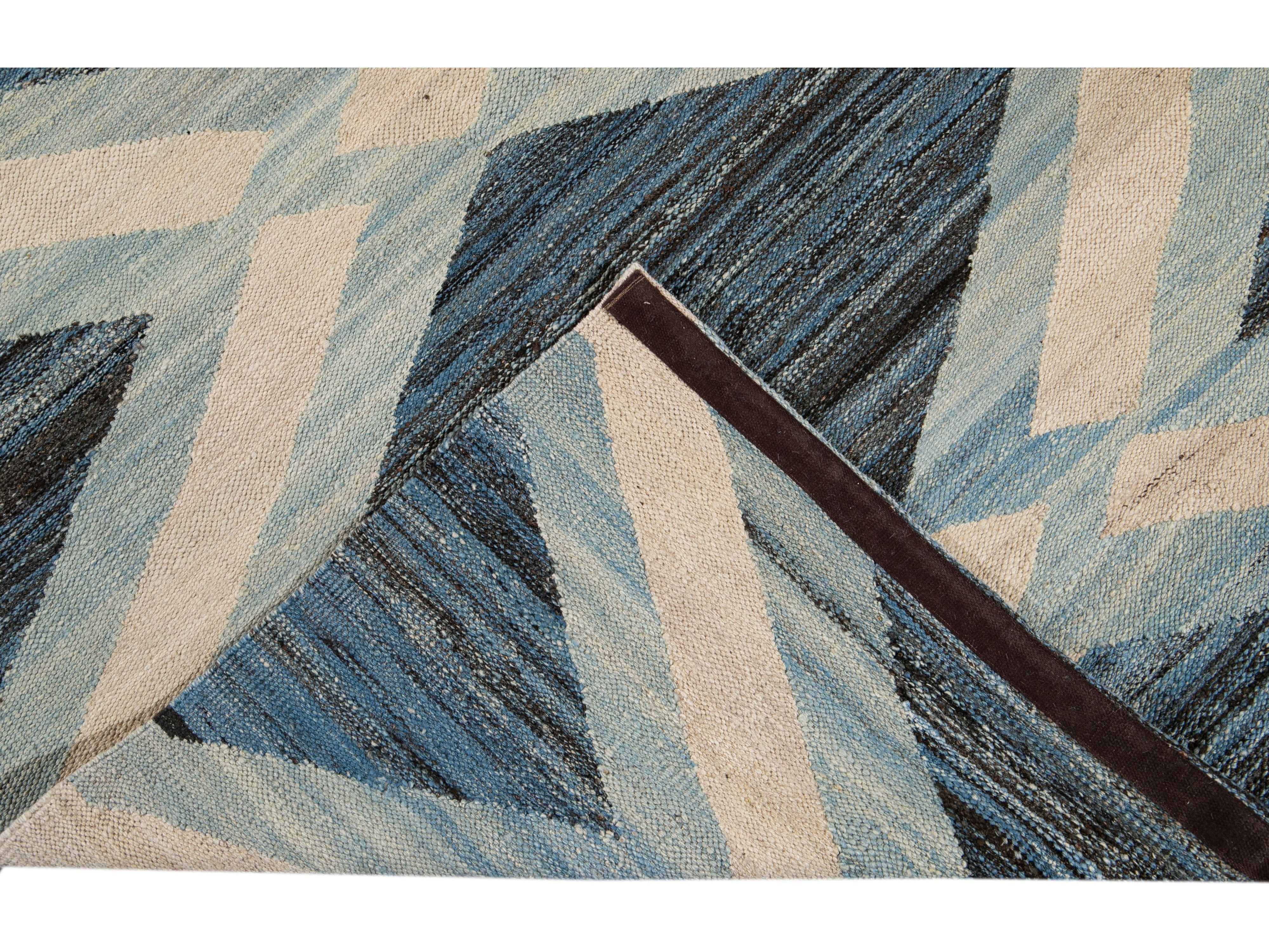 Modern Flat-Weave Wool Rug, 9 X 12