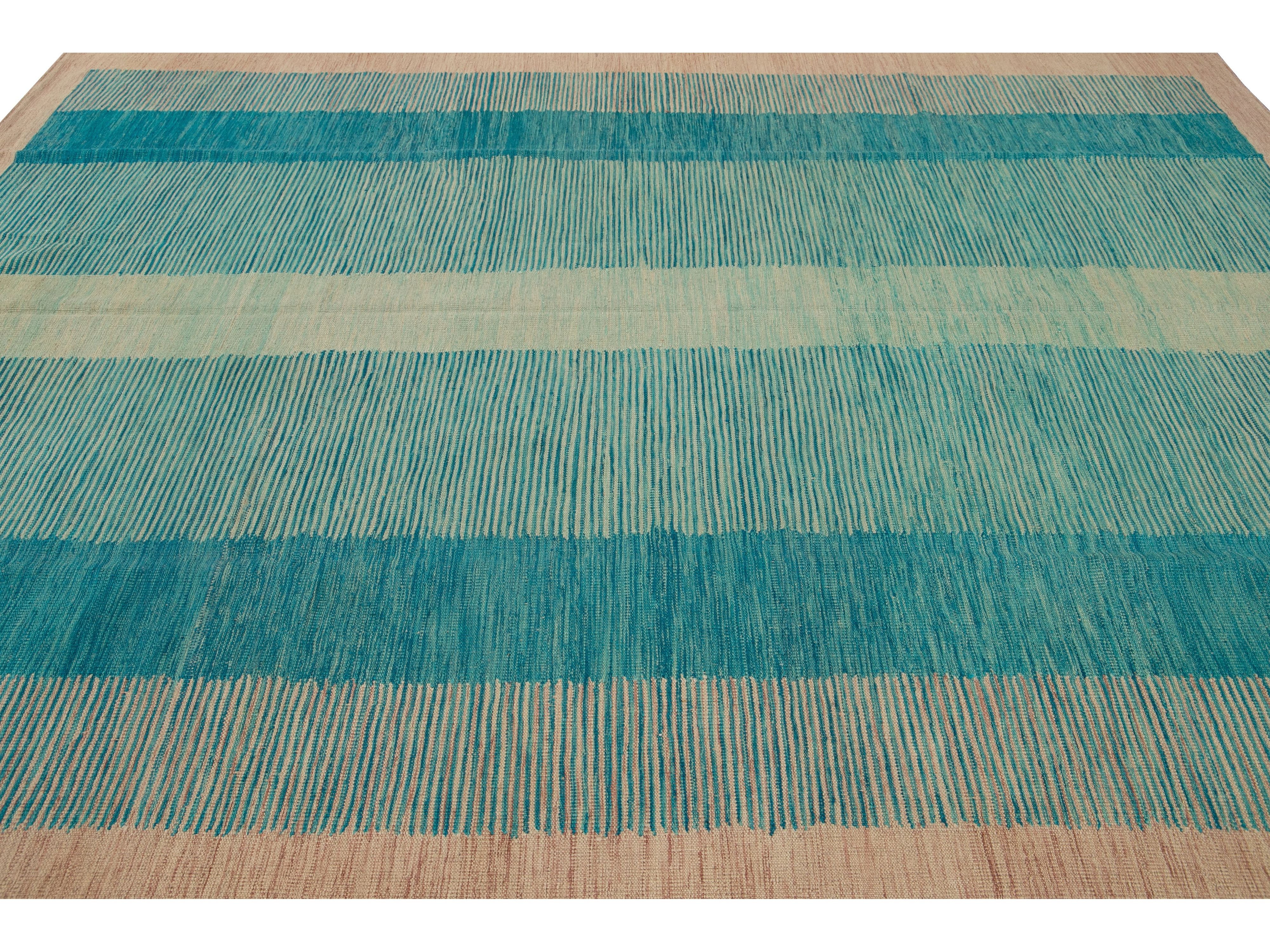 Modern Kilim Wool Rug 9 X 12