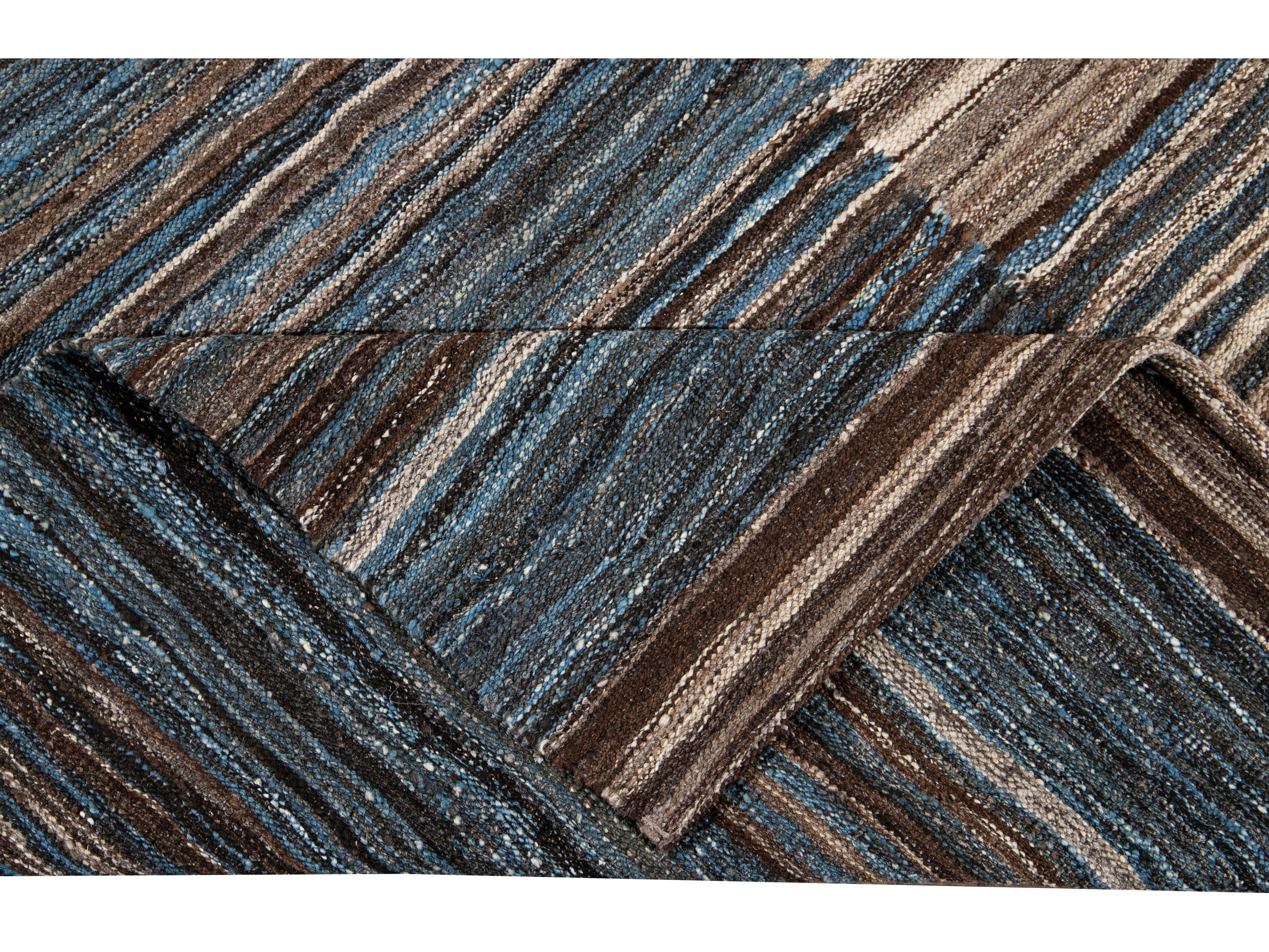 Modern Kilim Wool Rug 9 X 12