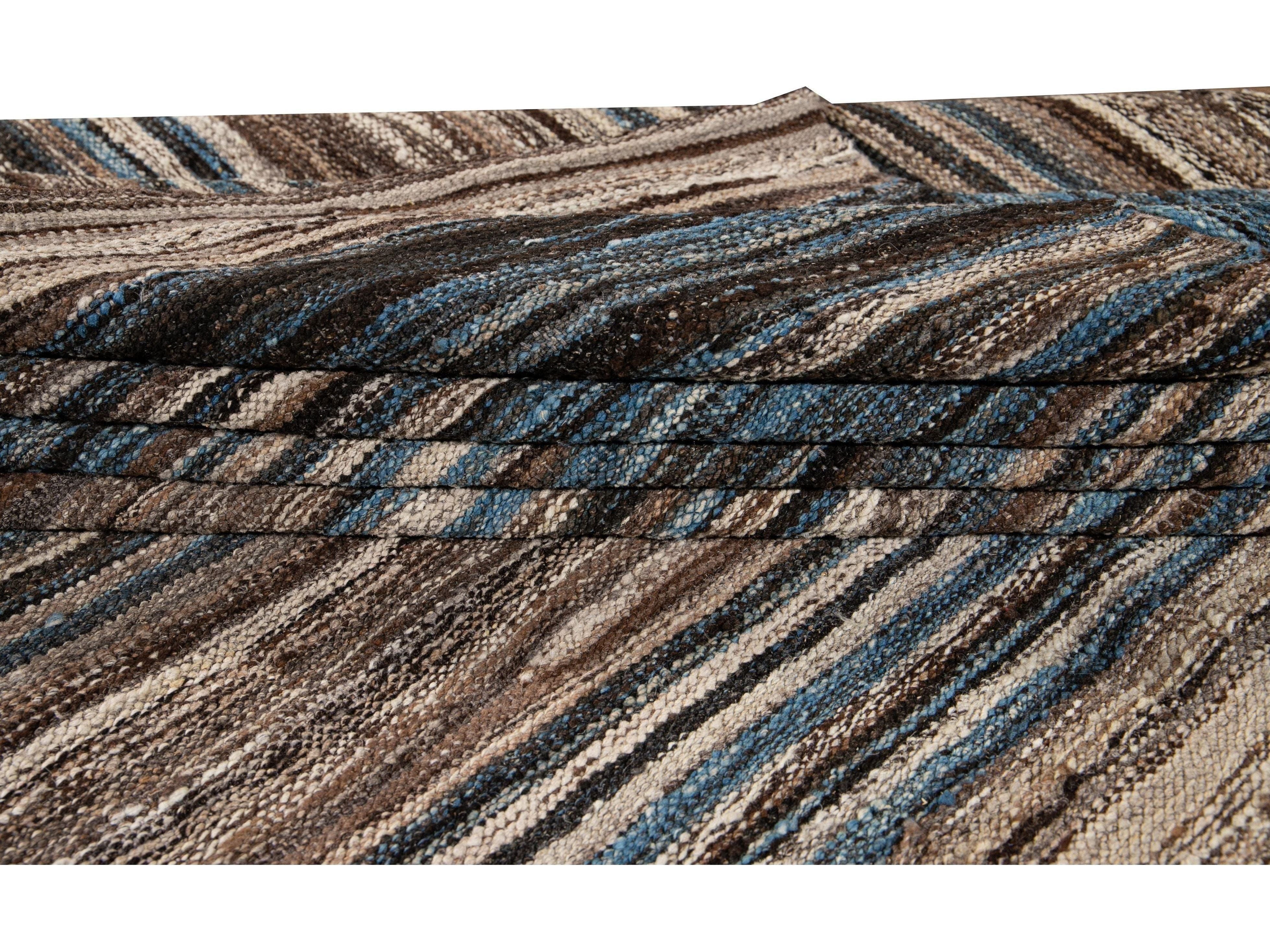 Modern Kilim Wool Rug 9 X 12