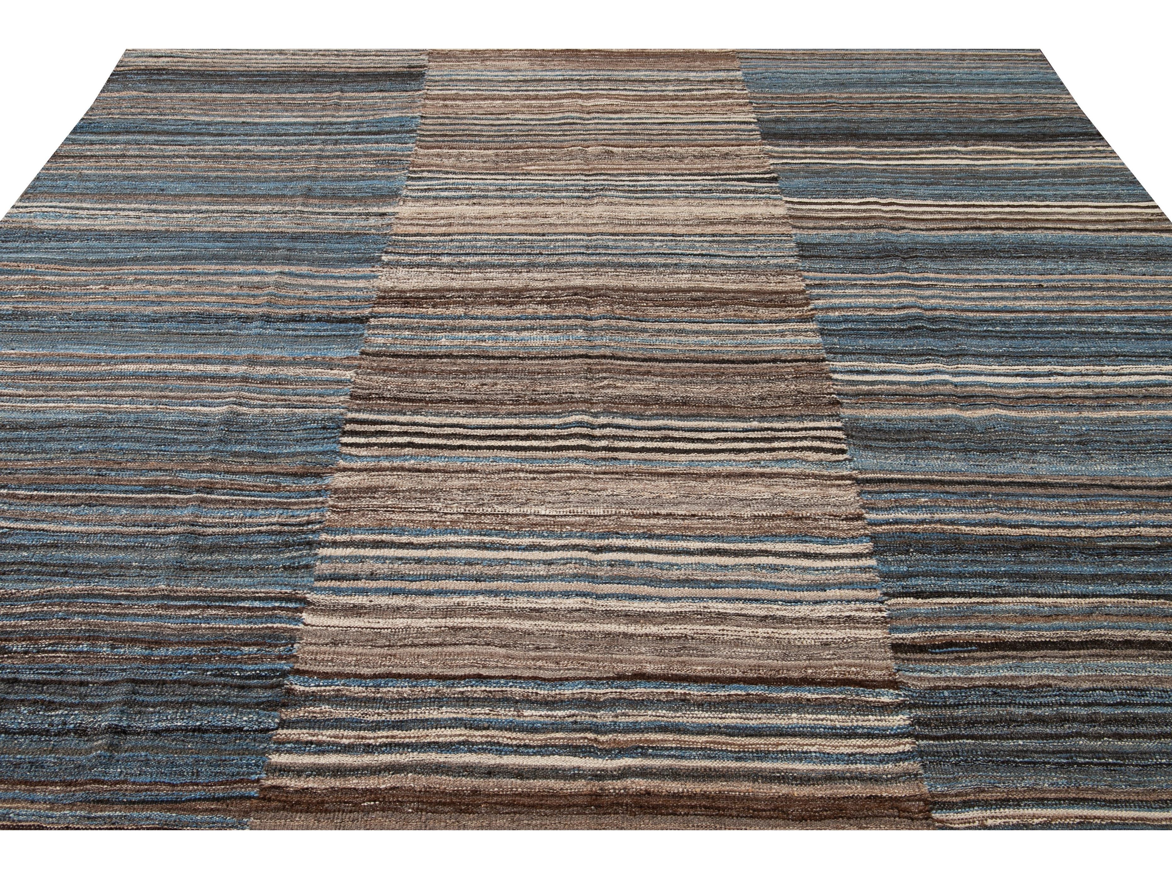 Modern Kilim Wool Rug 9 X 12