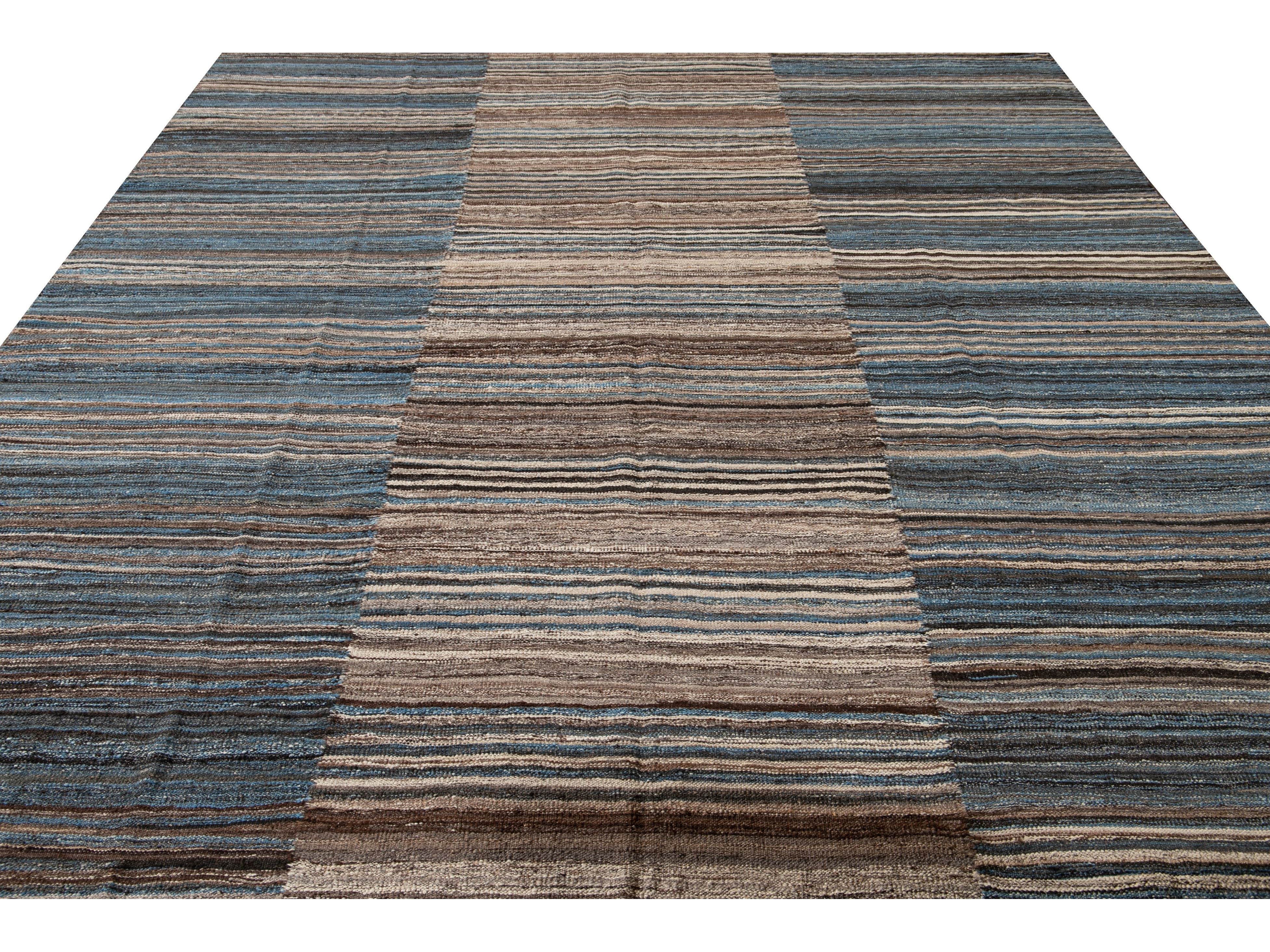 Modern Kilim Wool Rug 9 X 12