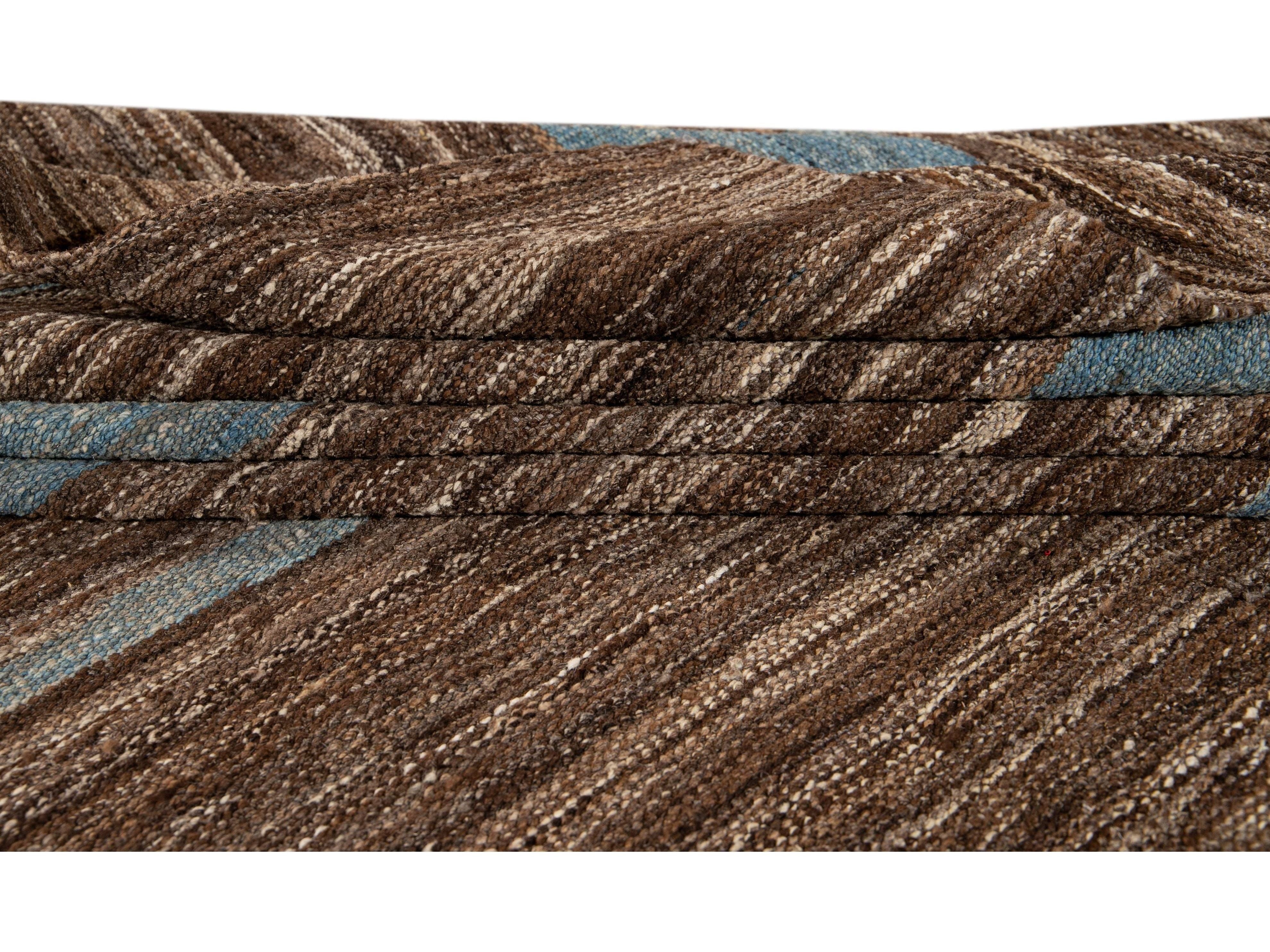 Modern Flat-Weave Wool Rug 9 X 12