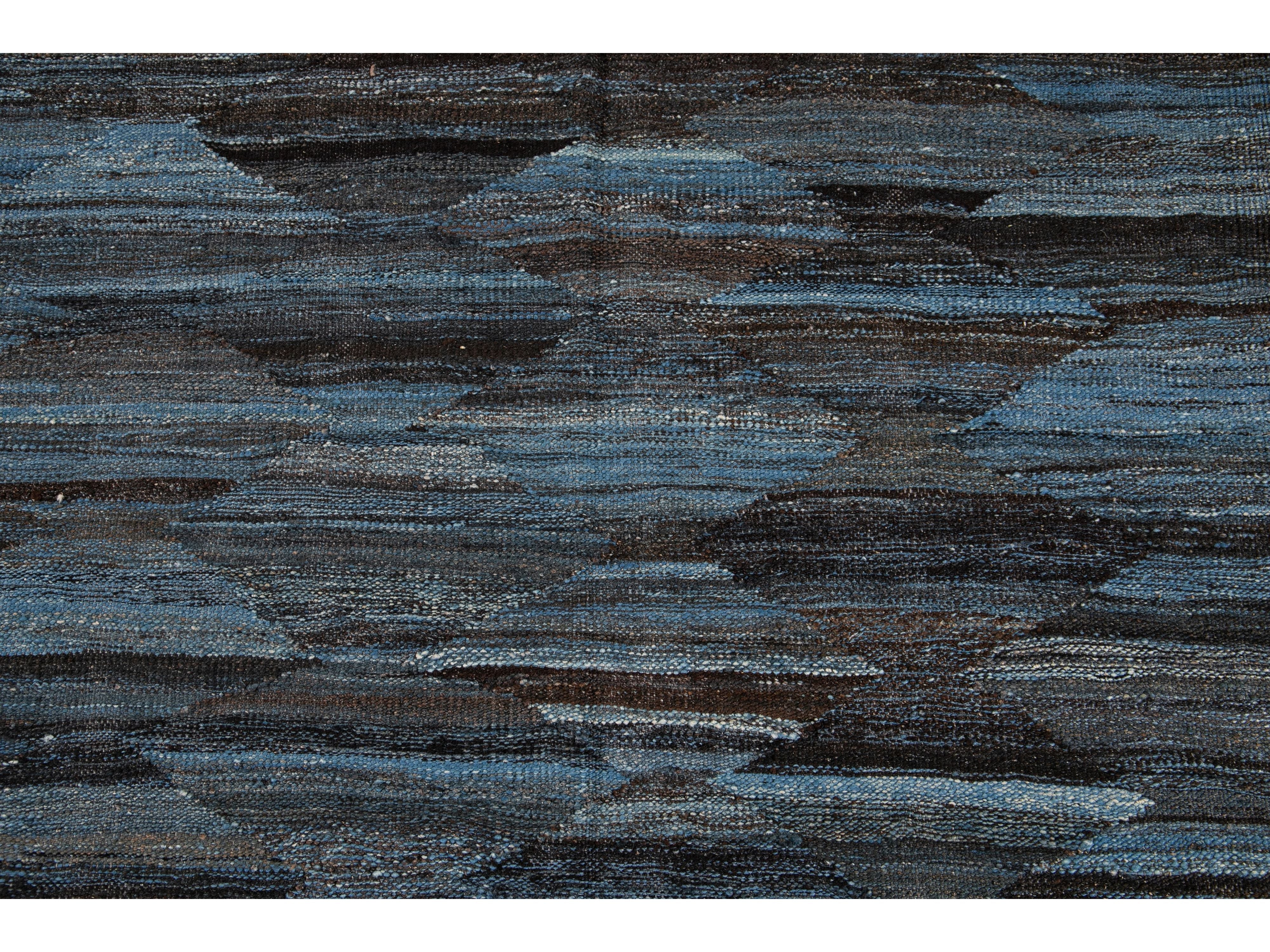 Modern Flat-Weave Wool Rug, 9 X 12