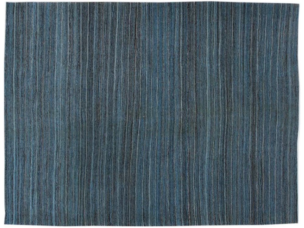 Modern Flat-Weave Kilim Striped Wool Rug 9 X 12