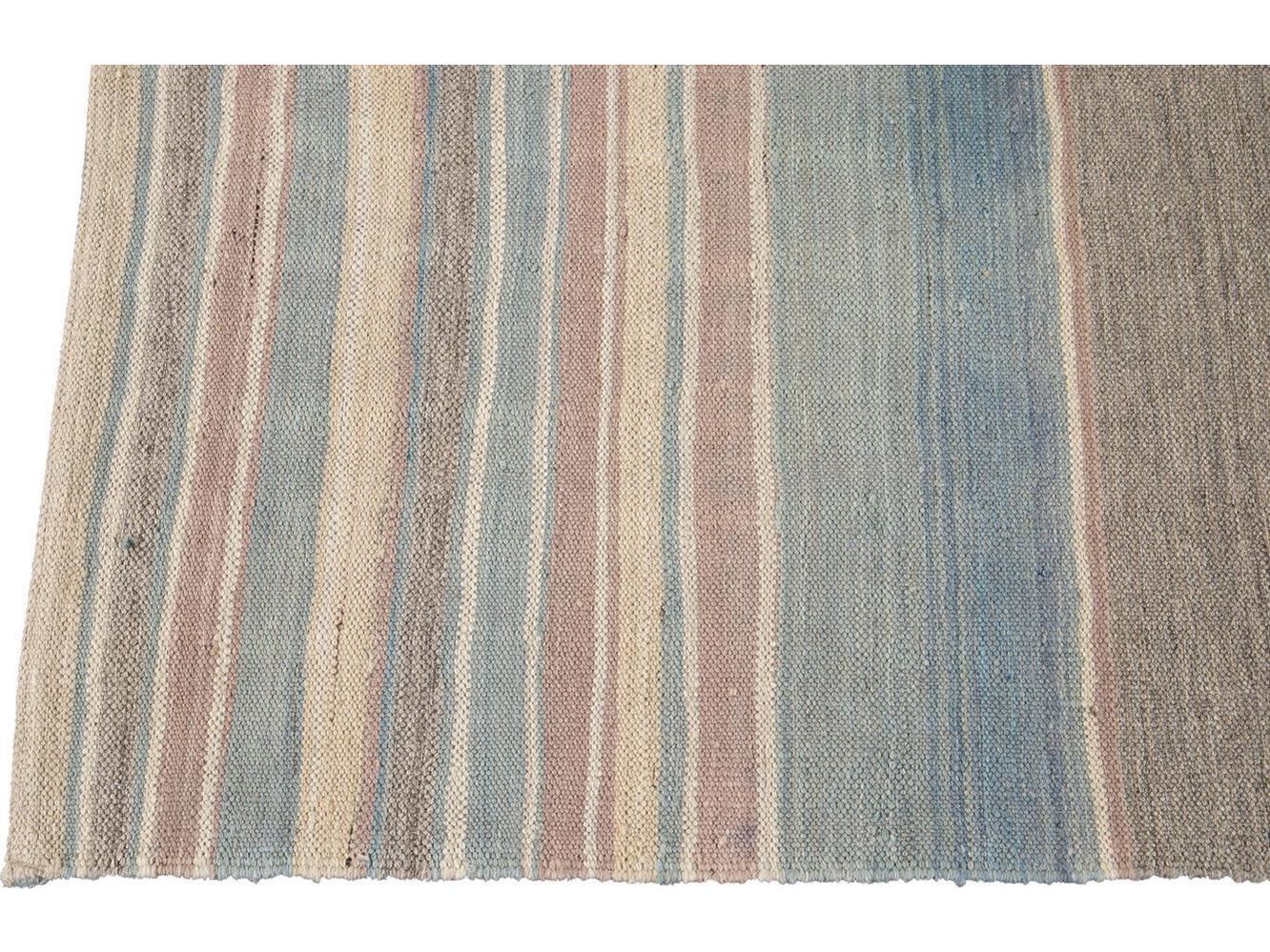Modern Flat-Weave Kilim Wool Rug 9 X 12