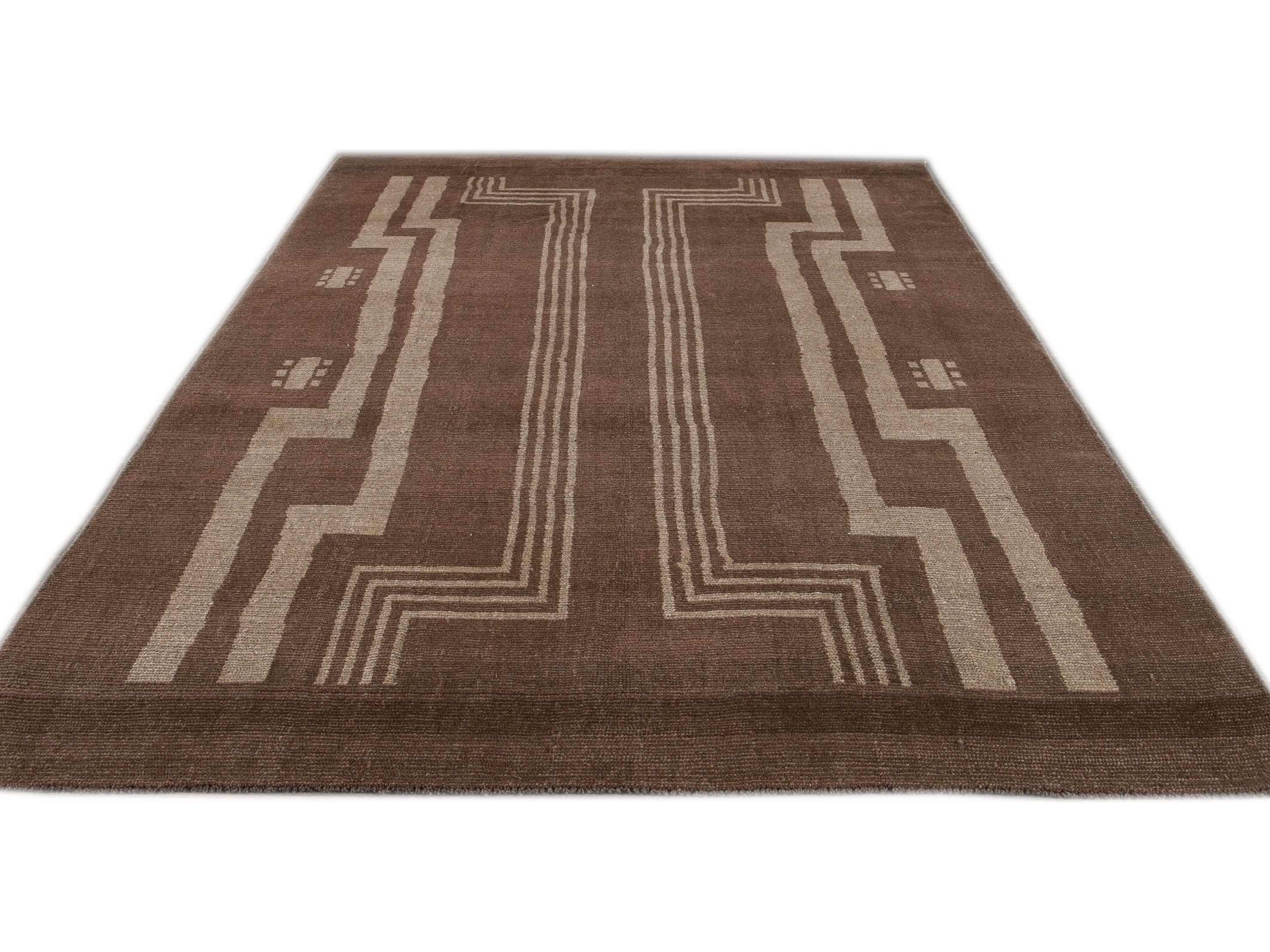 Modern Deco Style Wool Rug 7 X 10