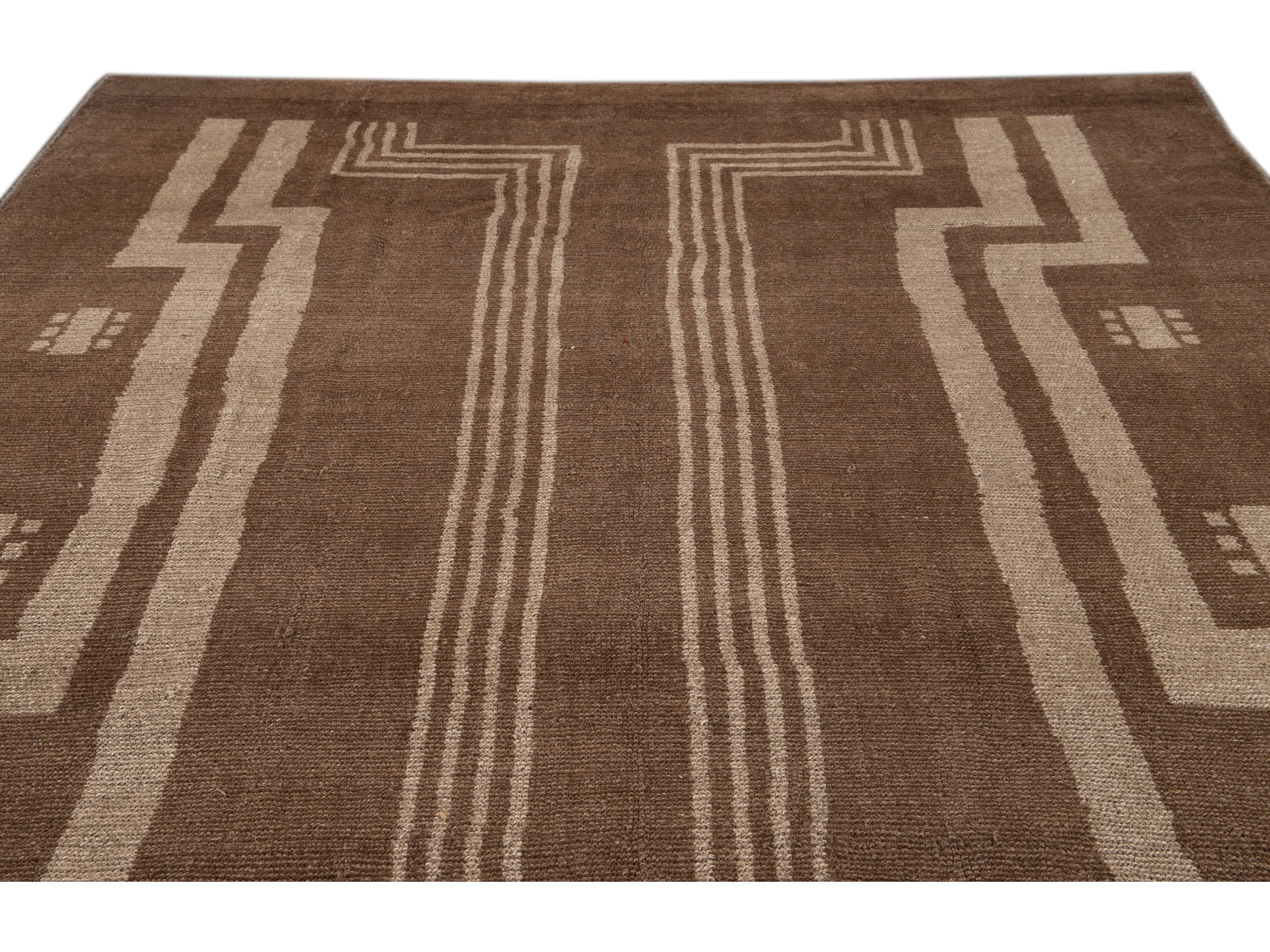 Modern Deco Style Wool Rug 7 X 10