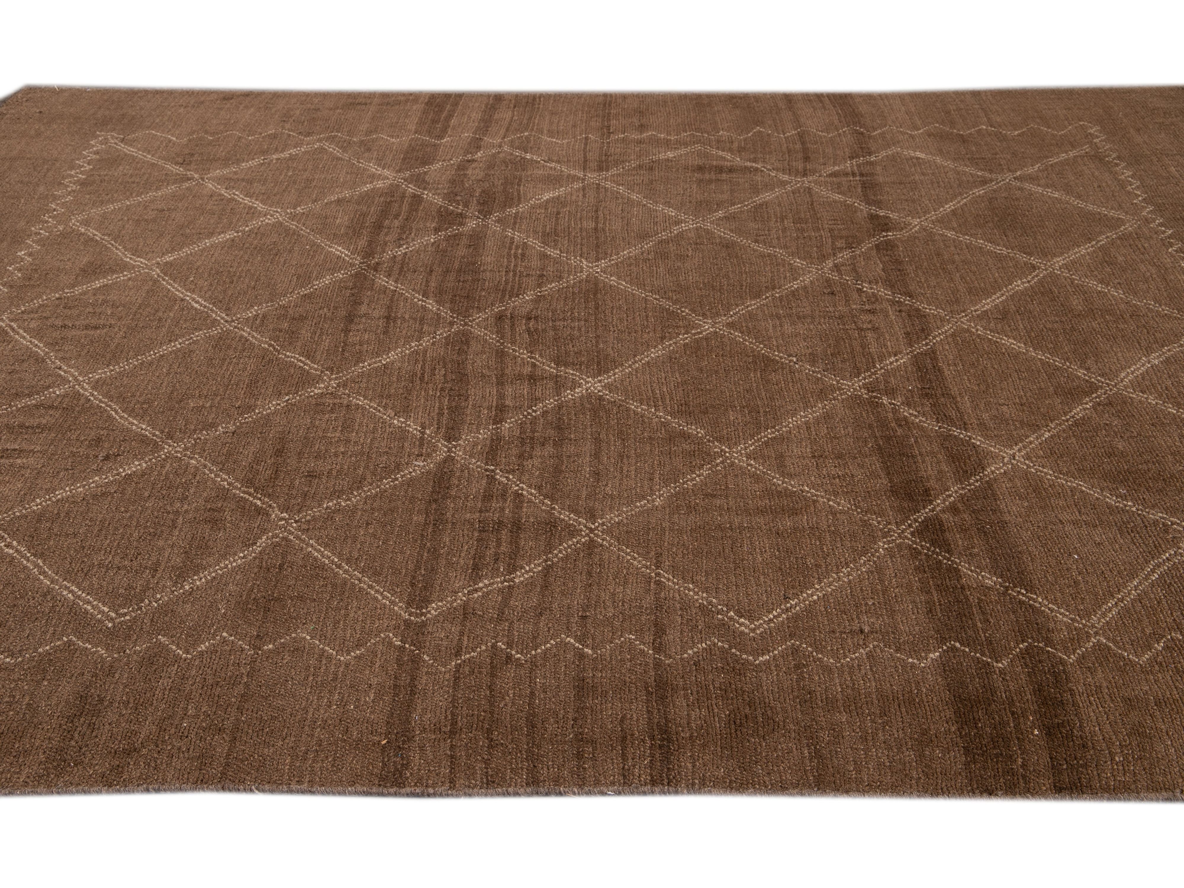 Modern Moroccan Wool Rug 7 X 9