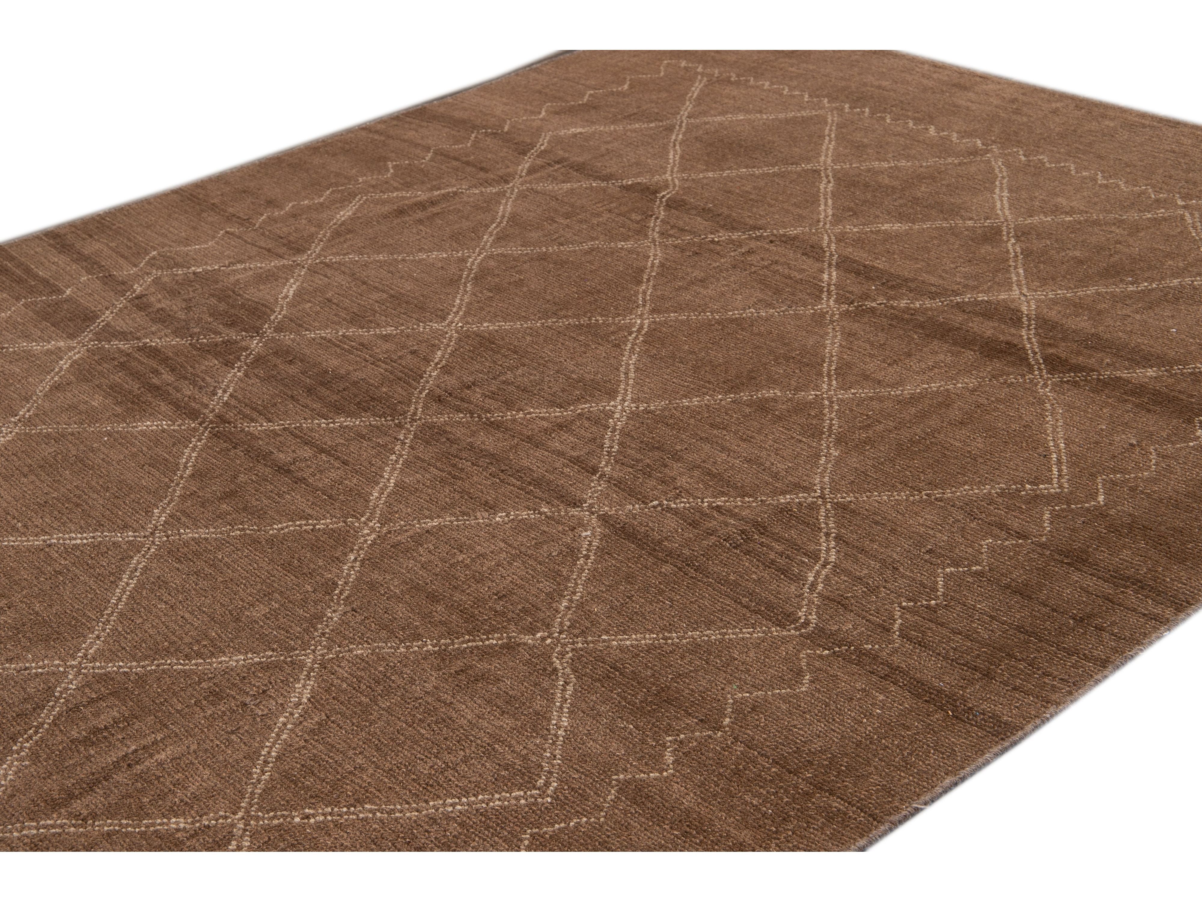 Modern Moroccan Wool Rug 7 X 9