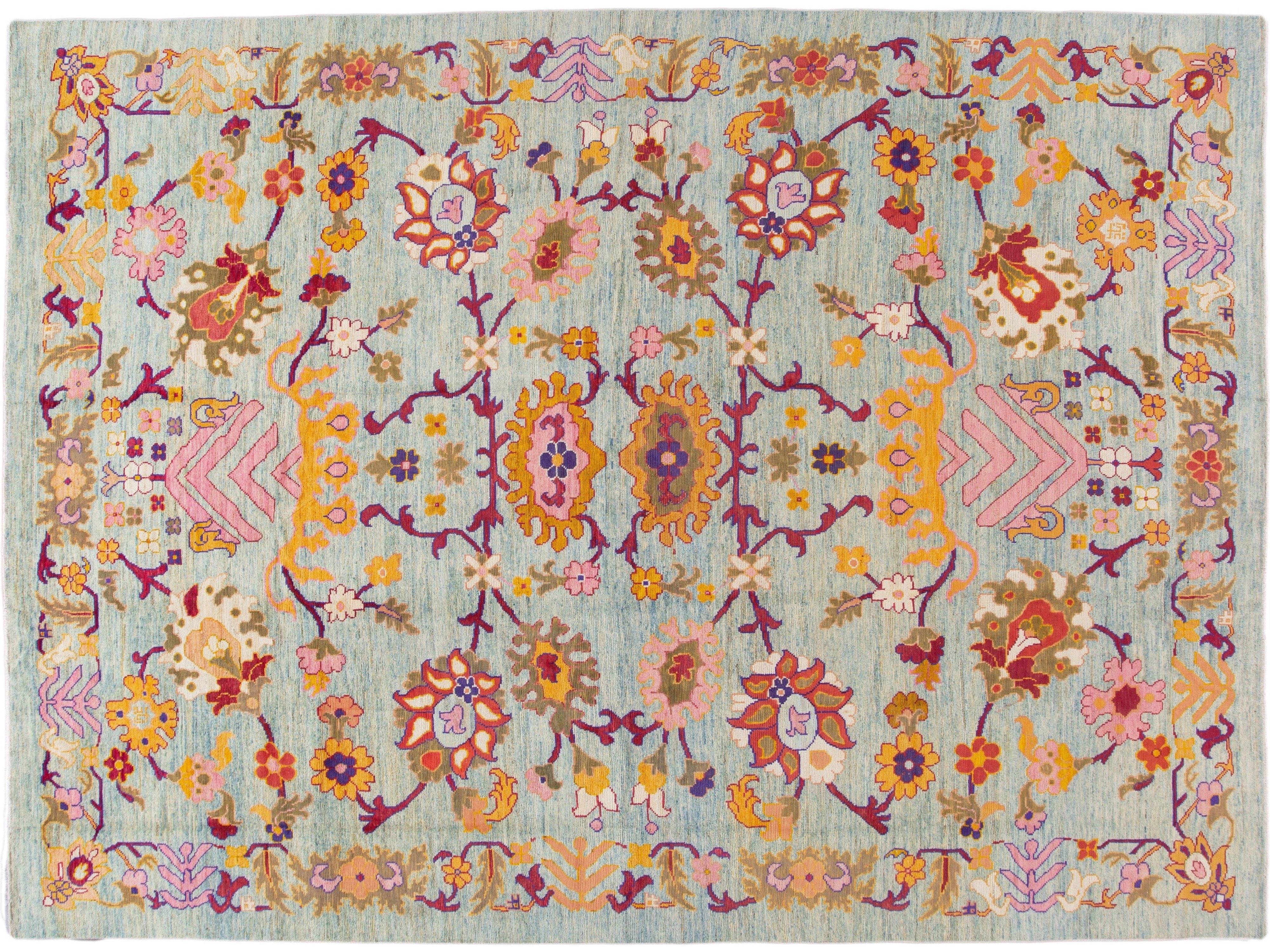 Modern Oushak Wool Rug 12 X 16