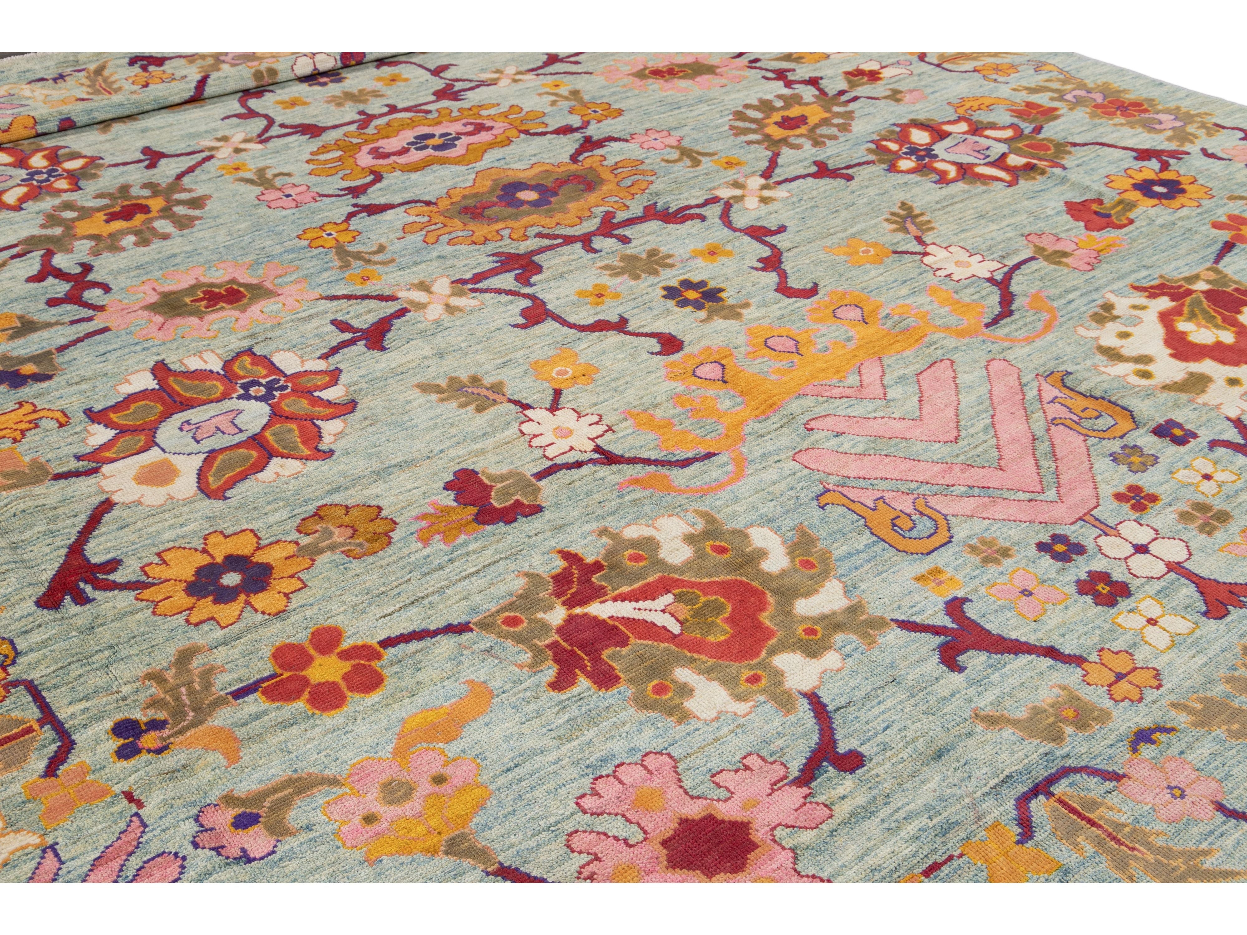 Modern Oushak Wool Rug 12 X 16