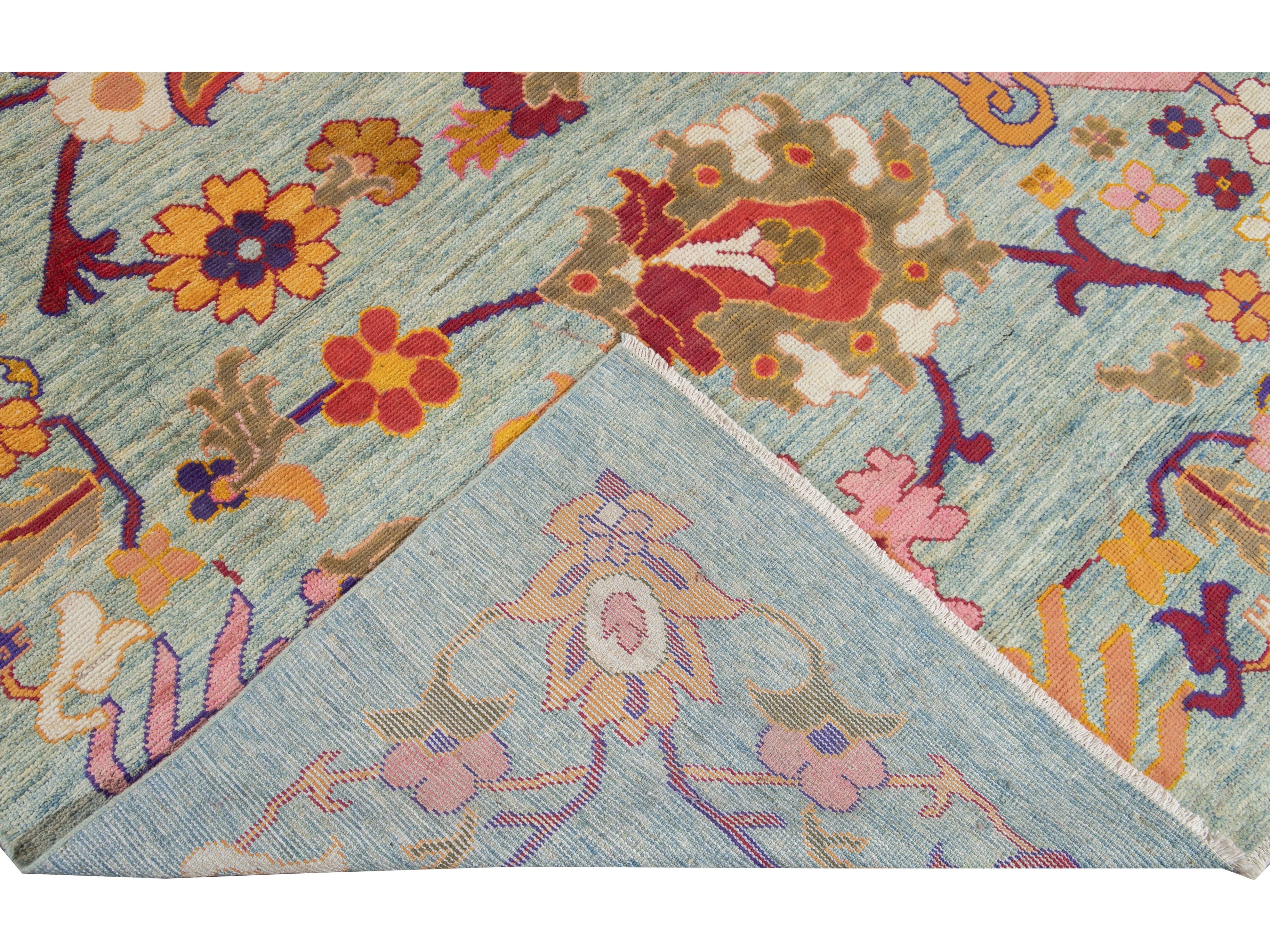Modern Oushak Wool Rug 12 X 16