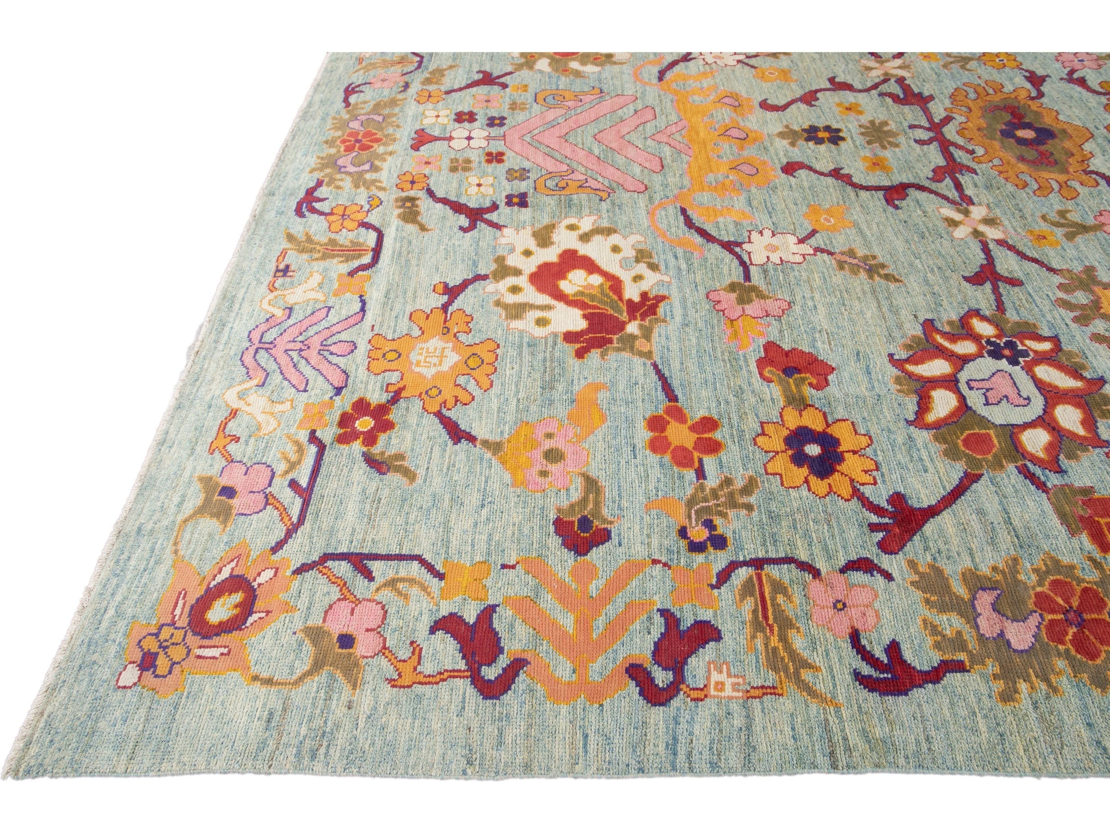 Modern Oushak Wool Rug 12 X 16