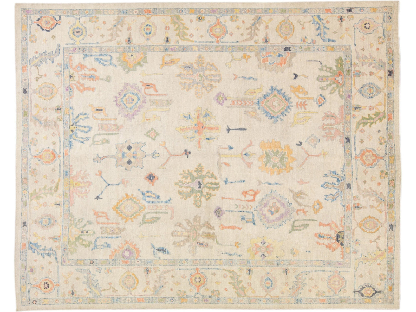 Modern Oushak Wool Rug 14 X 18