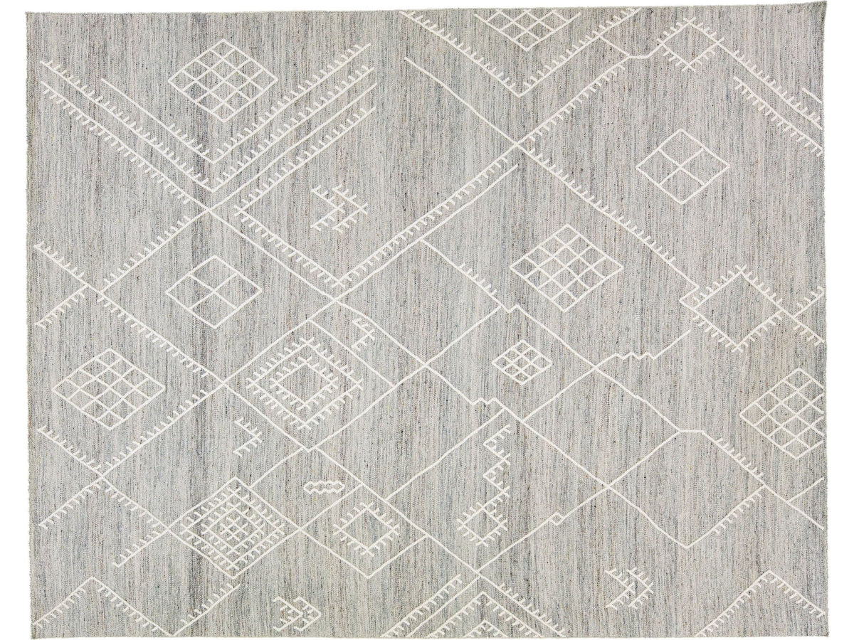 Modern Kilim Wool Rug 9 X 12