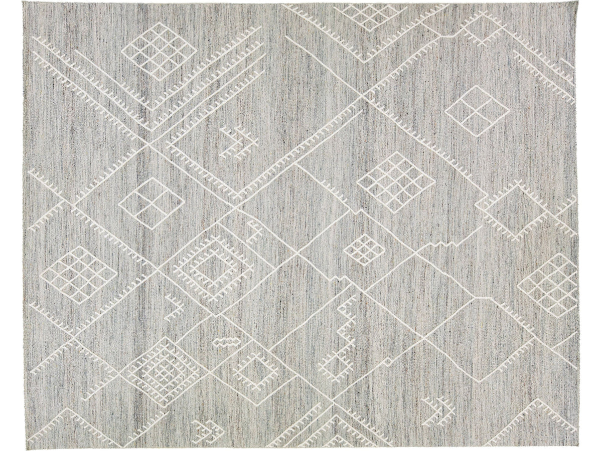 Modern Kilim Wool Rug 9 X 12