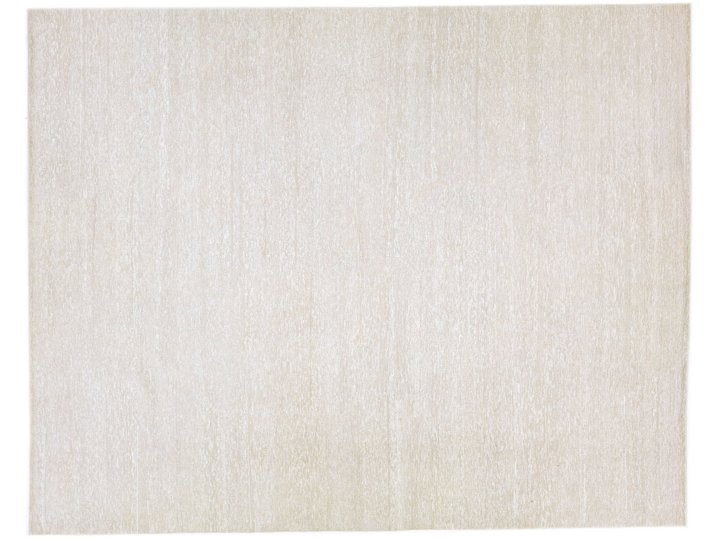 Modern Minimalist Style Beige Handmade Oversize Wool Rug