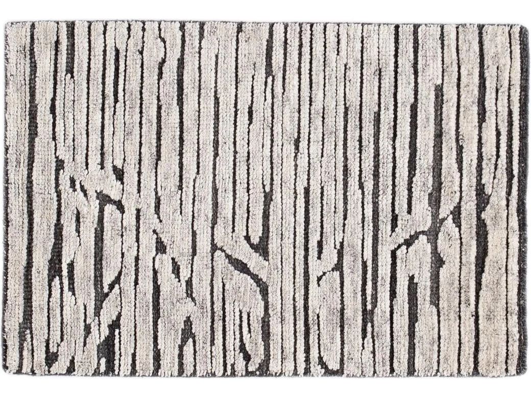 Black And Gray Textured Wool Custom Rug