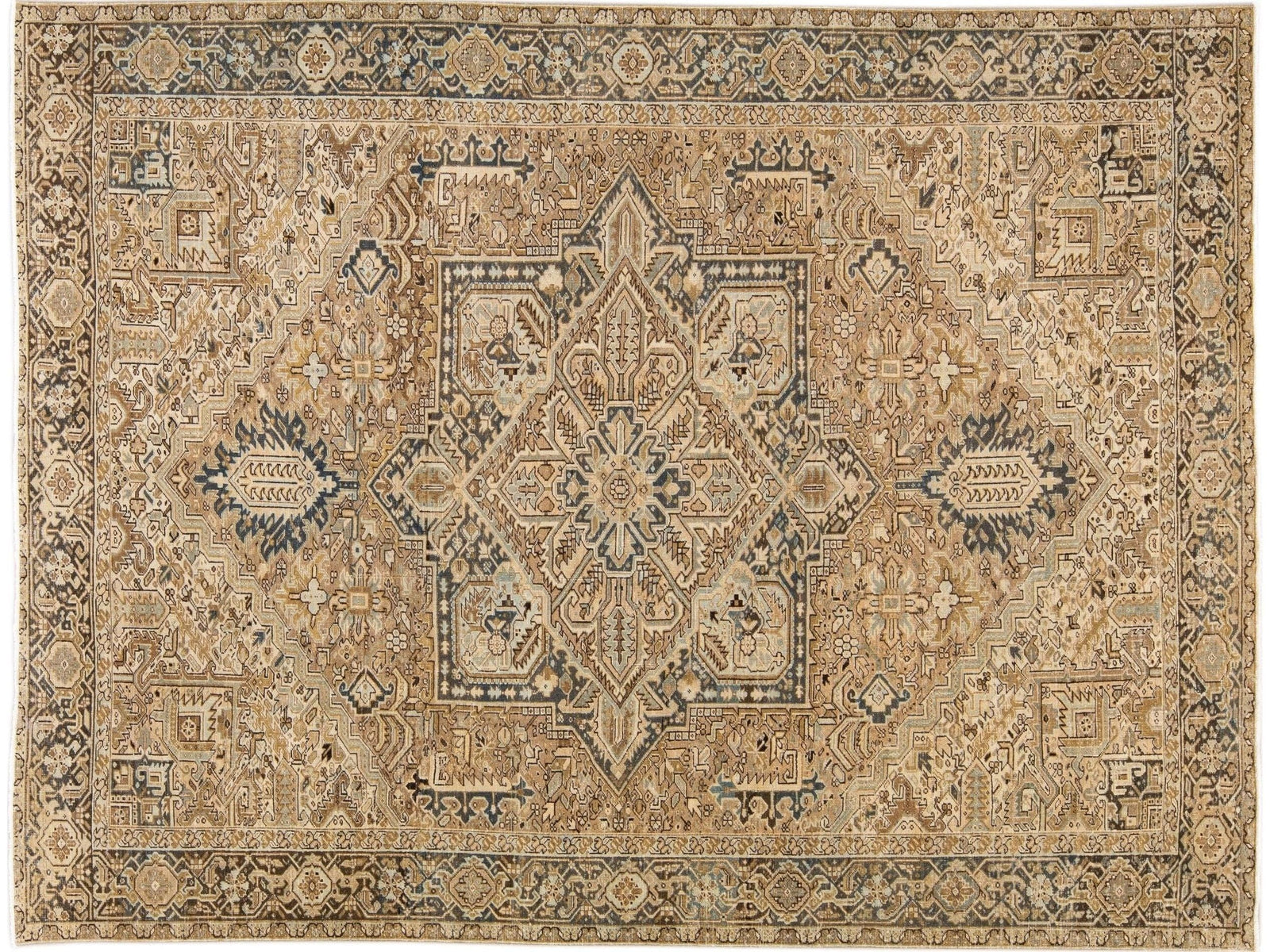 Antique Heriz Wool Rug 11 X 14