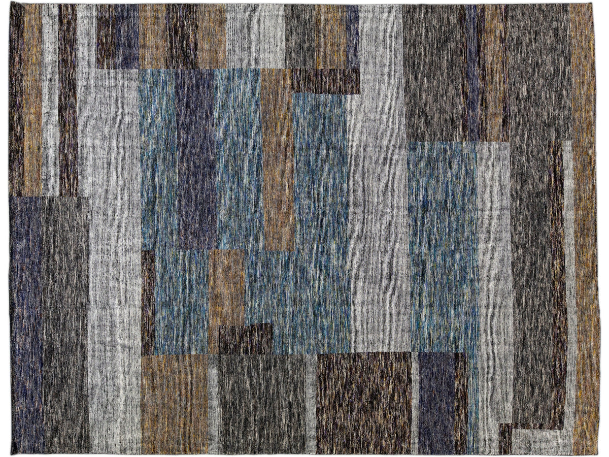 Modern Abstract Wool Rug 9 X 12