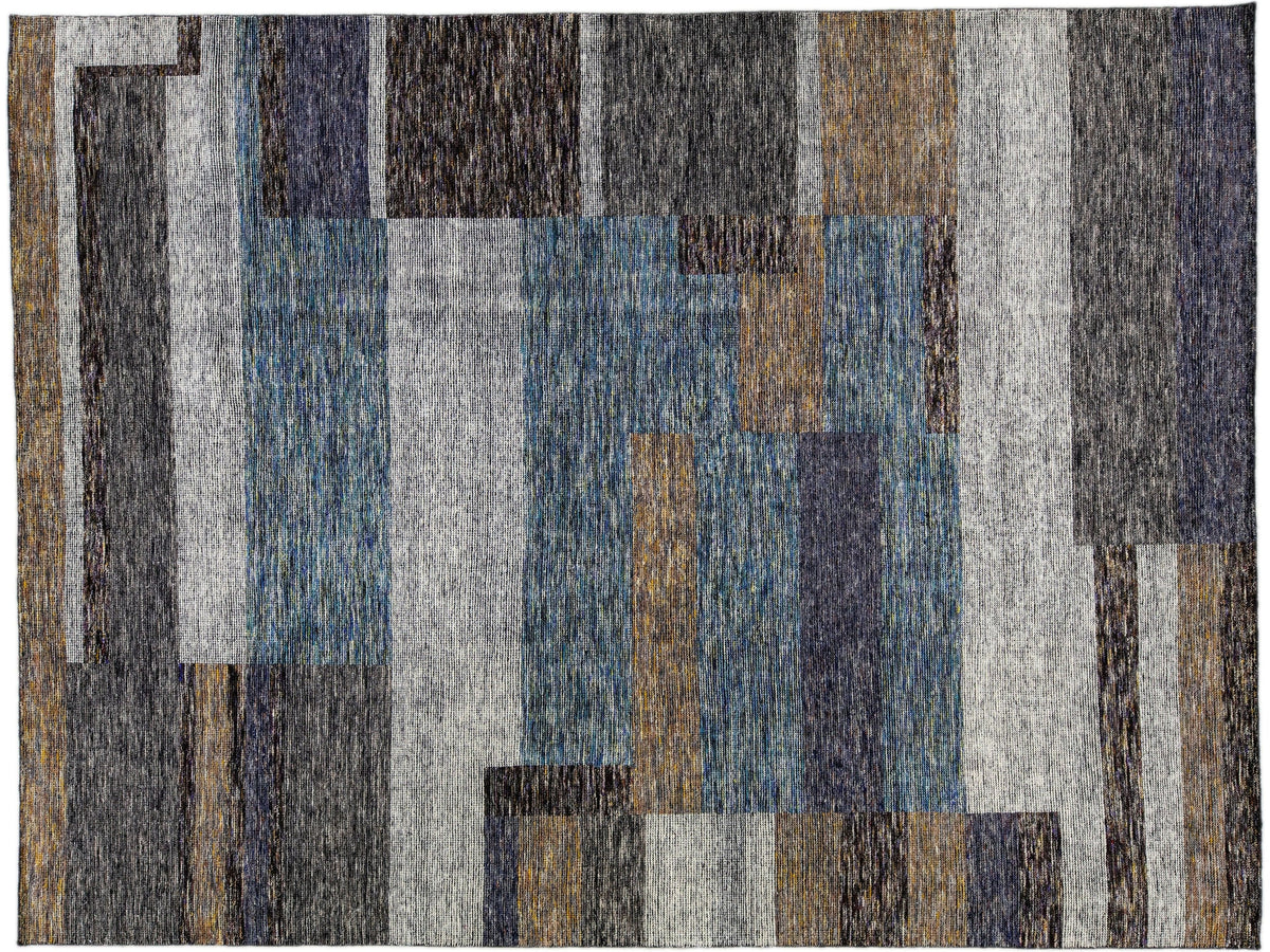 Modern Abstract Wool Rug 9 X 12