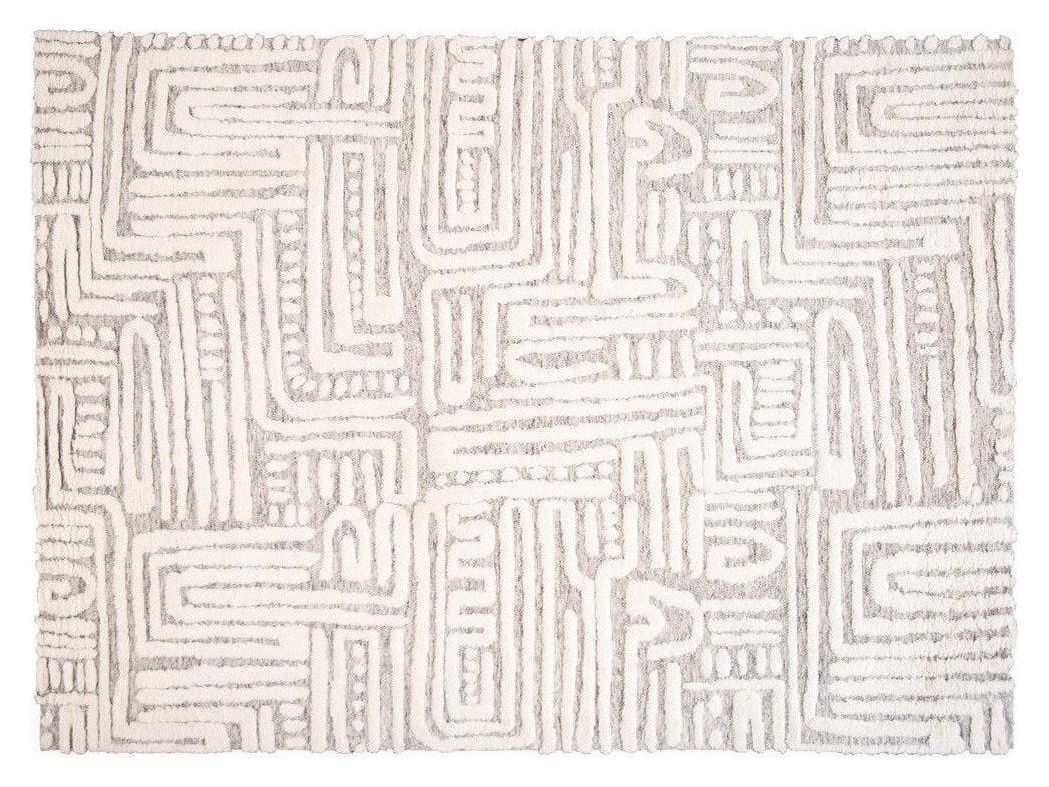 Contemporary Textured High Low Wool Rug 10 X 14