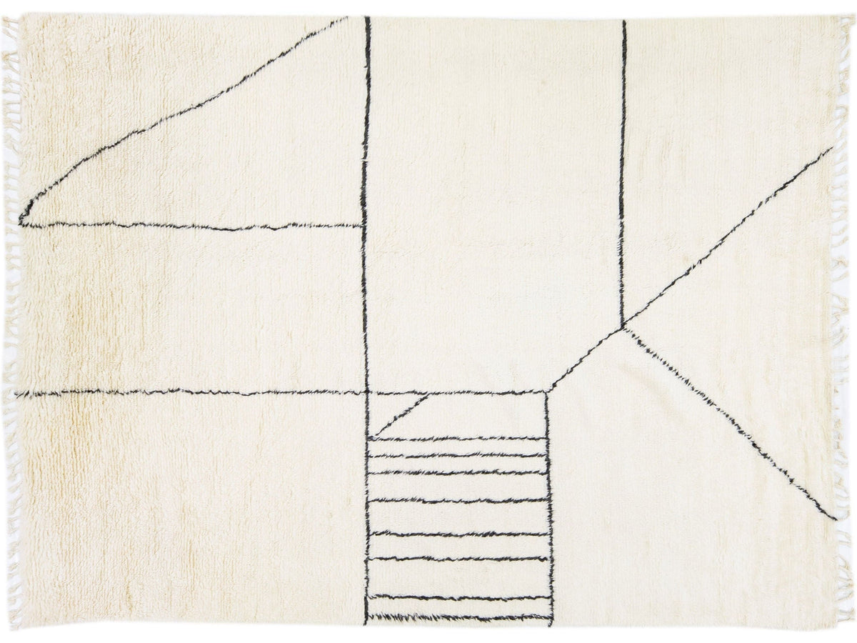 Modern Moroccan Wool Rug 9 X 12