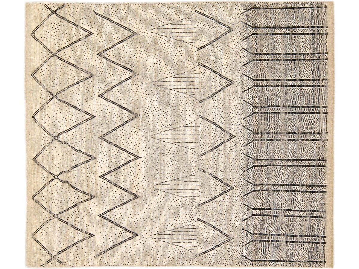 Modern Moroccan Wool Rug 9 X 12