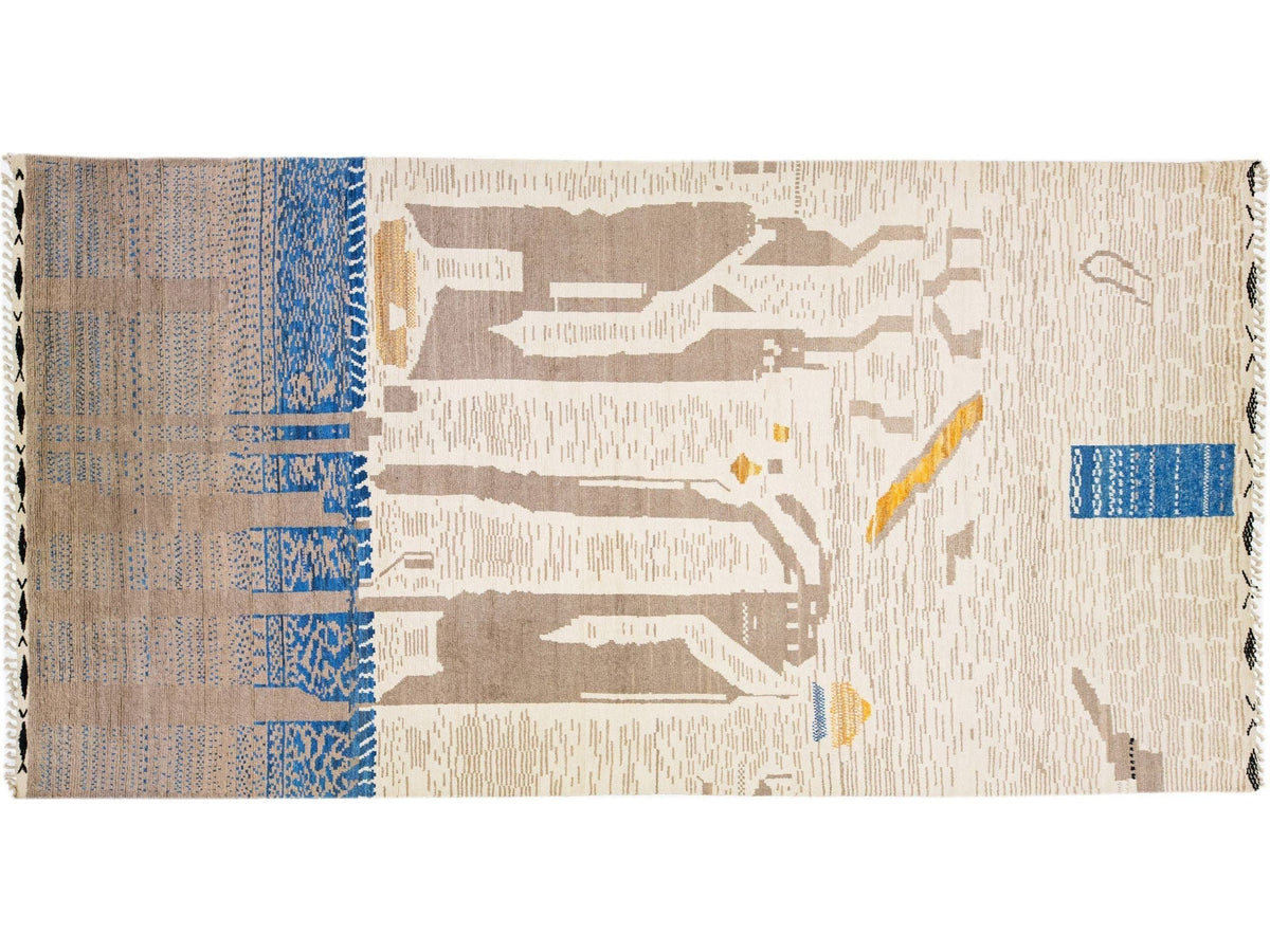 Modern Moroccan Berber Wool Rug 10 X 19