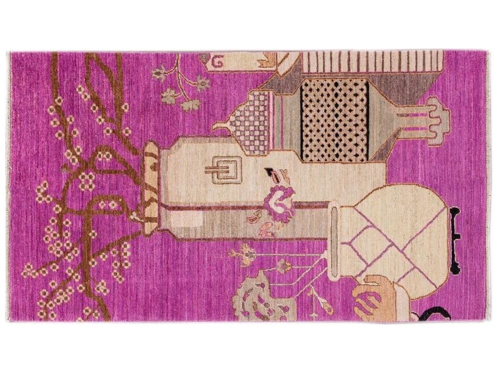 Modern Samarkand Khotan Wool Rug 3 X 6
