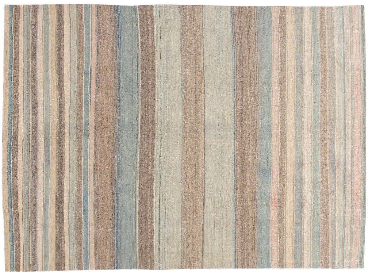 Modern Striped Kilim Wool Rug 9 X 12