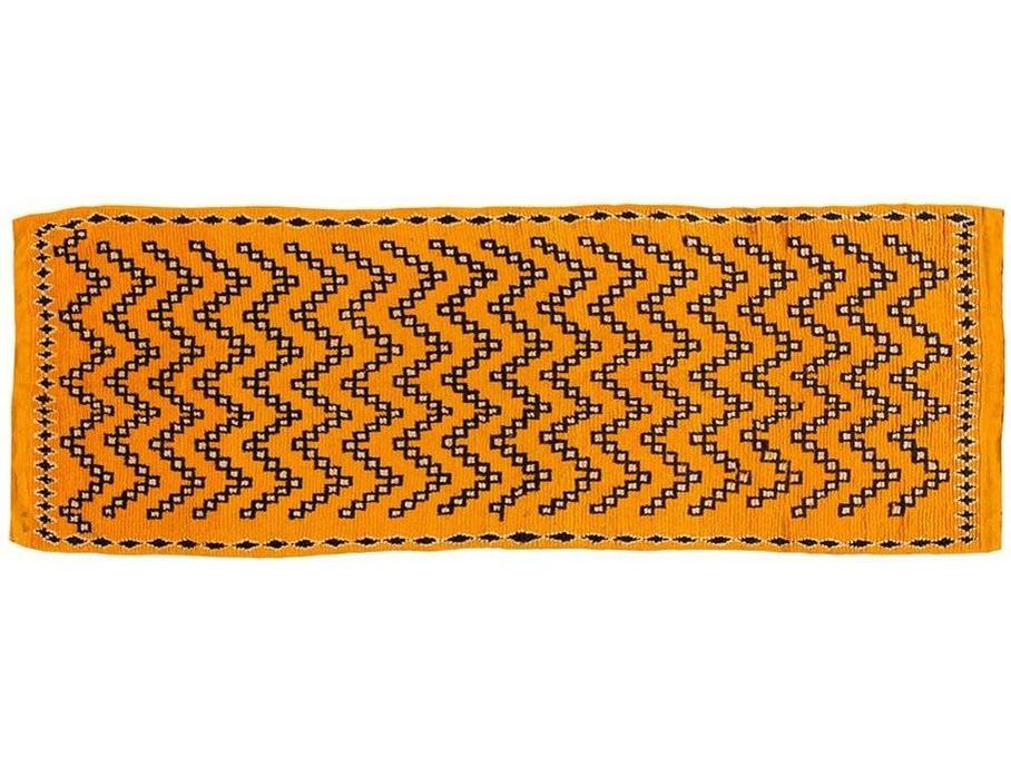 Modern Yellow Moroccan Tribal Runner 4 X 10