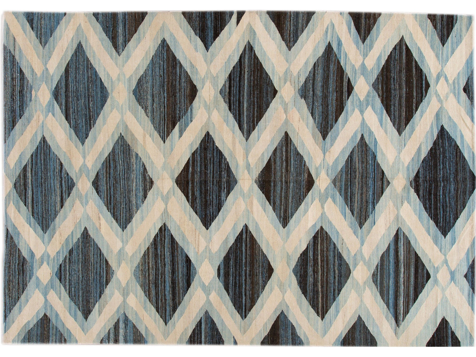 Modern Flat-Weave Wool Rug, 9 X 12